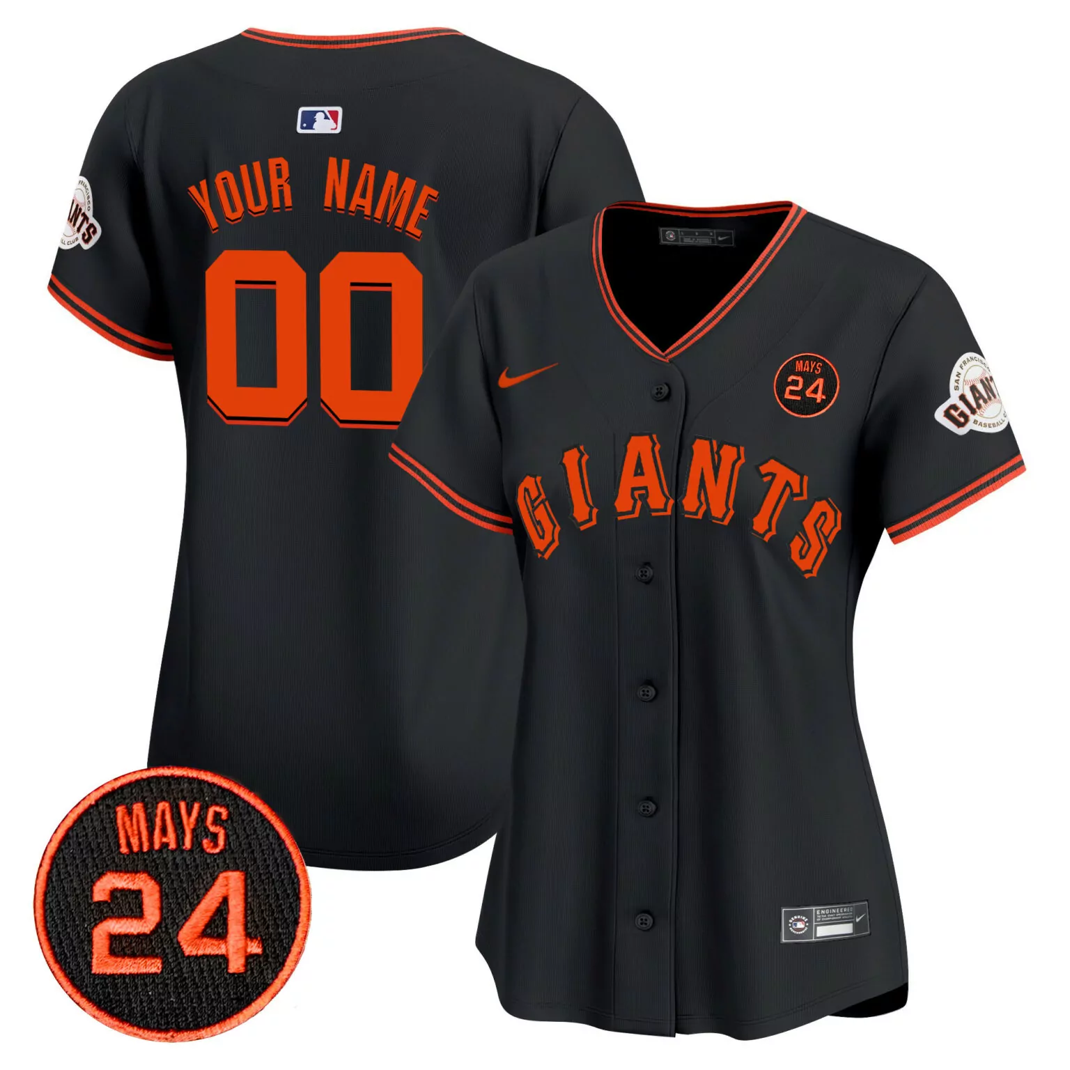 Customizable Black gold san francisco giants 2024 willie mays patch vapor custom jersey v5 all stitched 5028