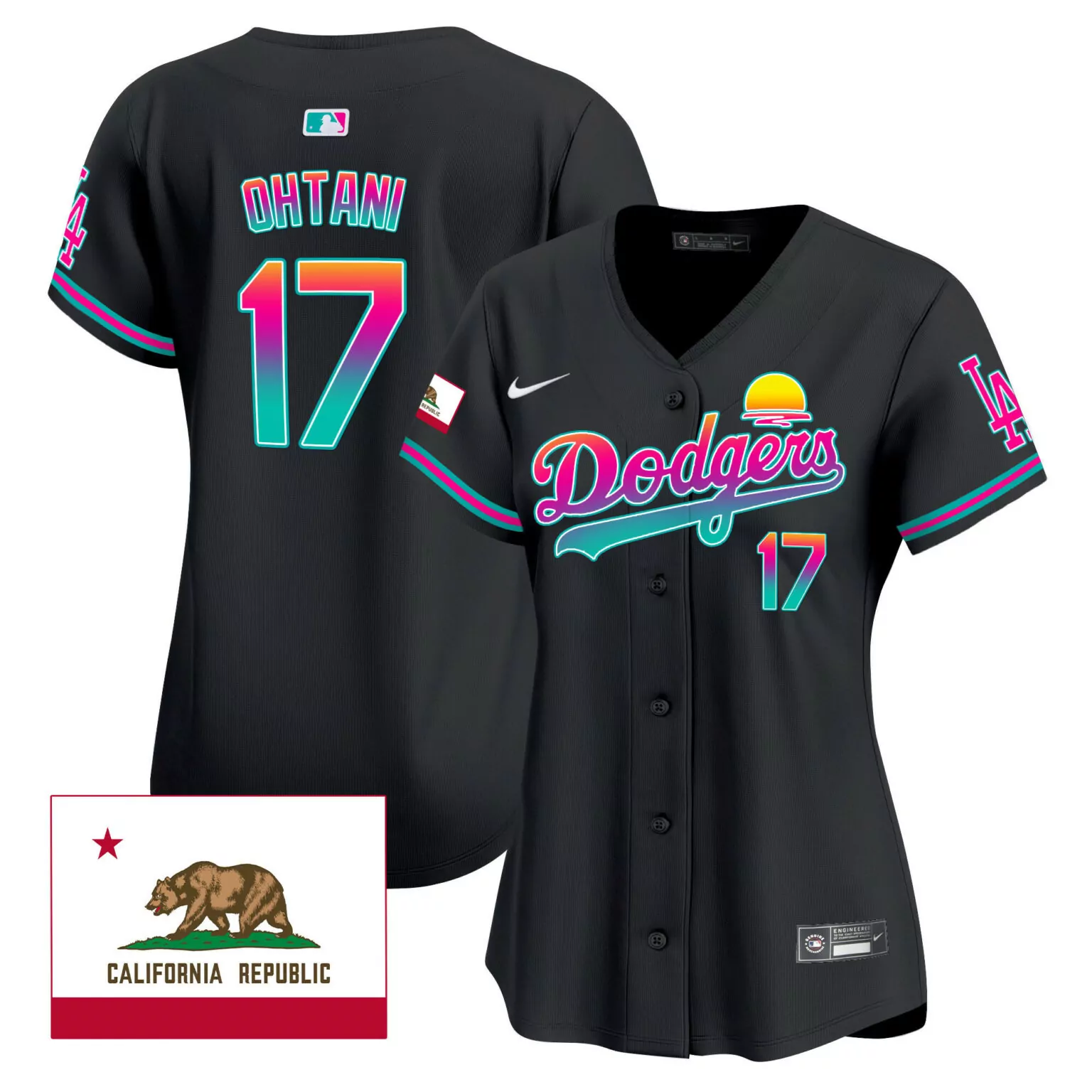 Customizable Black shohei ohtani los angeles dodgers 2024 los angeles city style jersey all stitched 7012