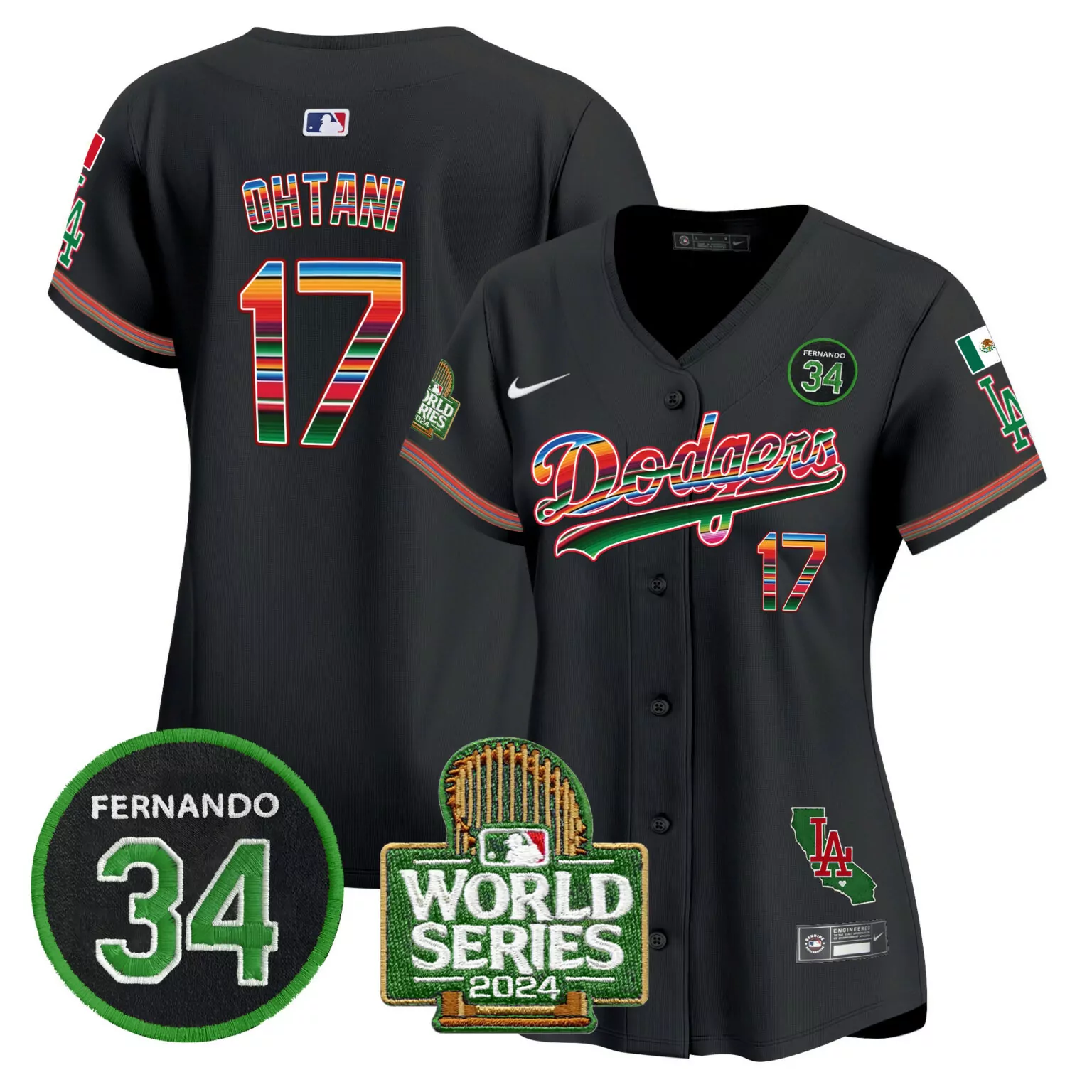 Custom Black shohei ohtani los angeles dodgers memorial 2024 world series patch jersey all stitched 8969
