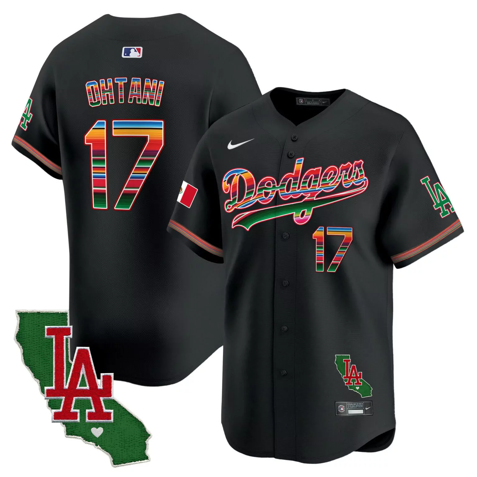 Personalized Black shohei ohtani los angeles dodgers mexico california patch jersey all stitched 4942
