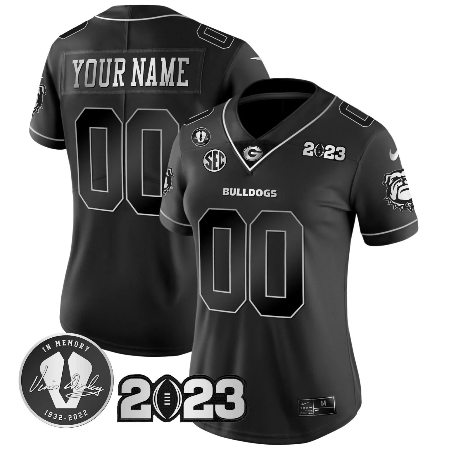 Personalized Black silver georgia bulldogs 2023 champions gold custom jersey all stitched 7589