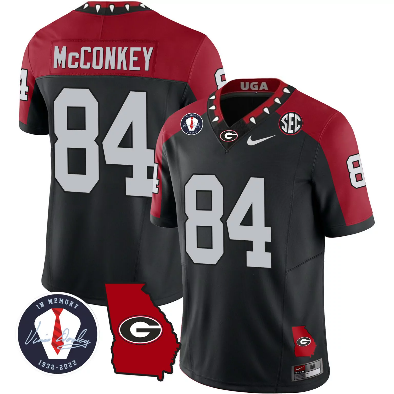 Customizable Black special ladd mcconkey georgia bulldogs 2023 color sleeves jersey all stitched 1423