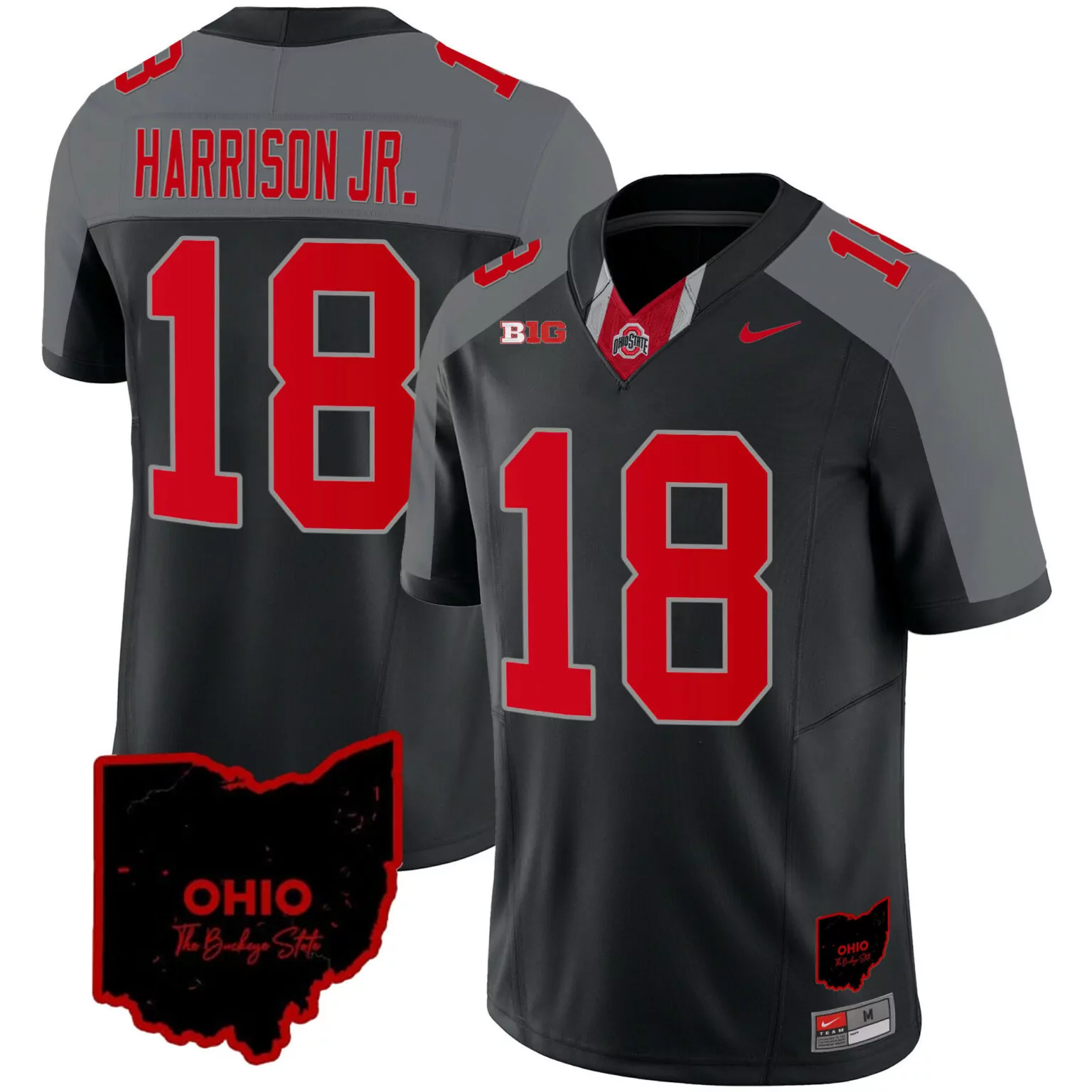 Custom Black special marvin harrison jr ohio state buckeyes 2023 gray alternate jersey stitched 6210