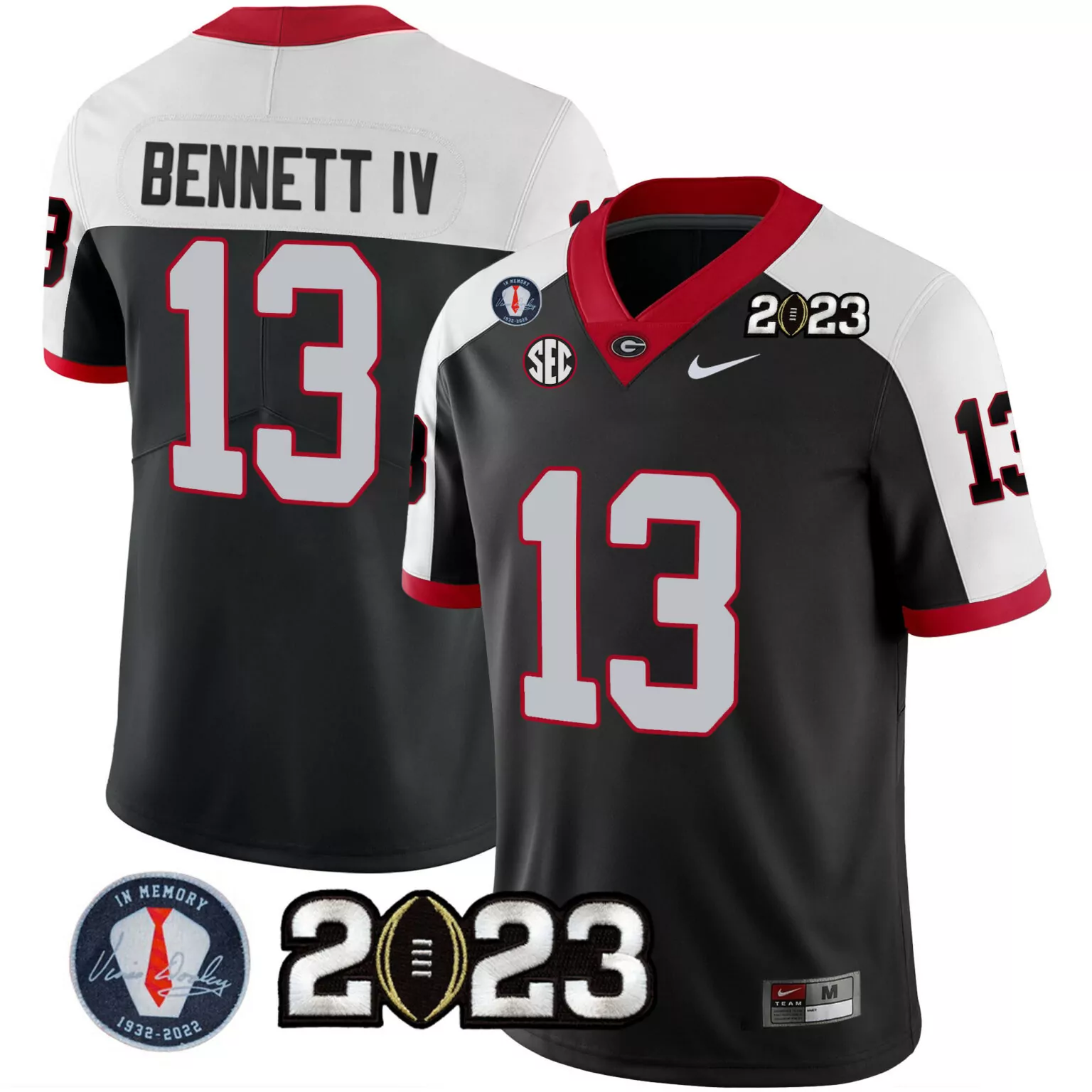 Customizable Black stetson bennett georgia bulldogs 2023 champions alternate jersey all stitched 5284