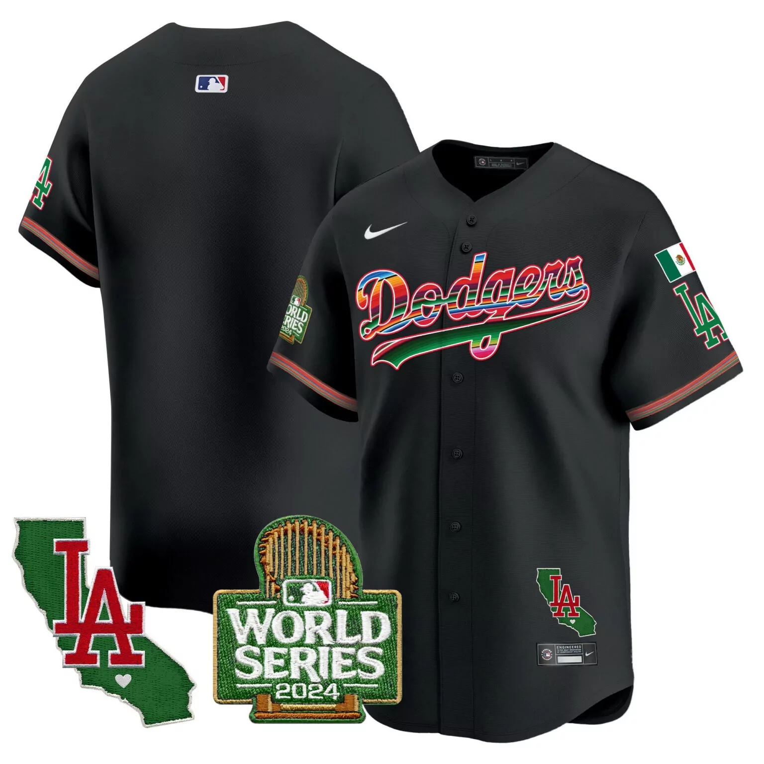 Customizable Black team los angeles dodgers mexico 2024 world series jersey all stitched 2742