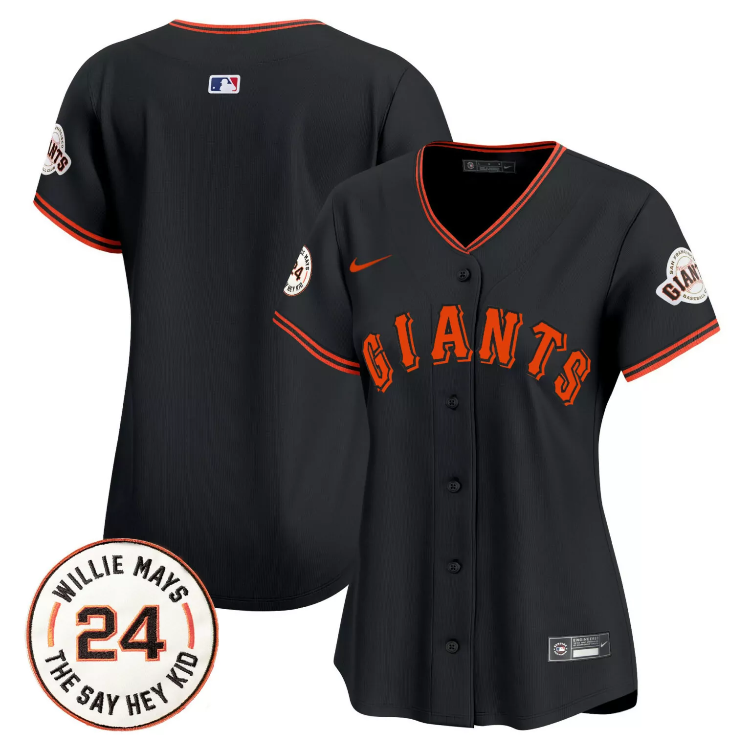 Customizable Black team san francisco giants 2024 willie mays patch jersey all stitched 4332