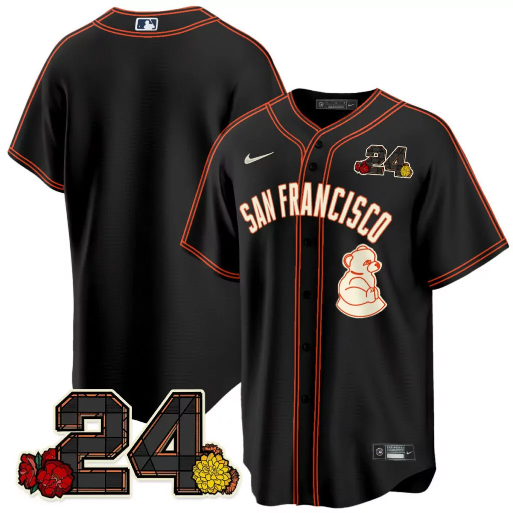 Customizable Black team san francisco giants 2024 willie mays patch jersey all stitched 4332