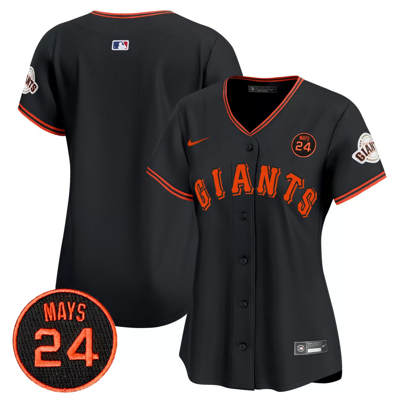 Customizable Black team san francisco giants 2024 willie mays patch jersey all stitched 4332