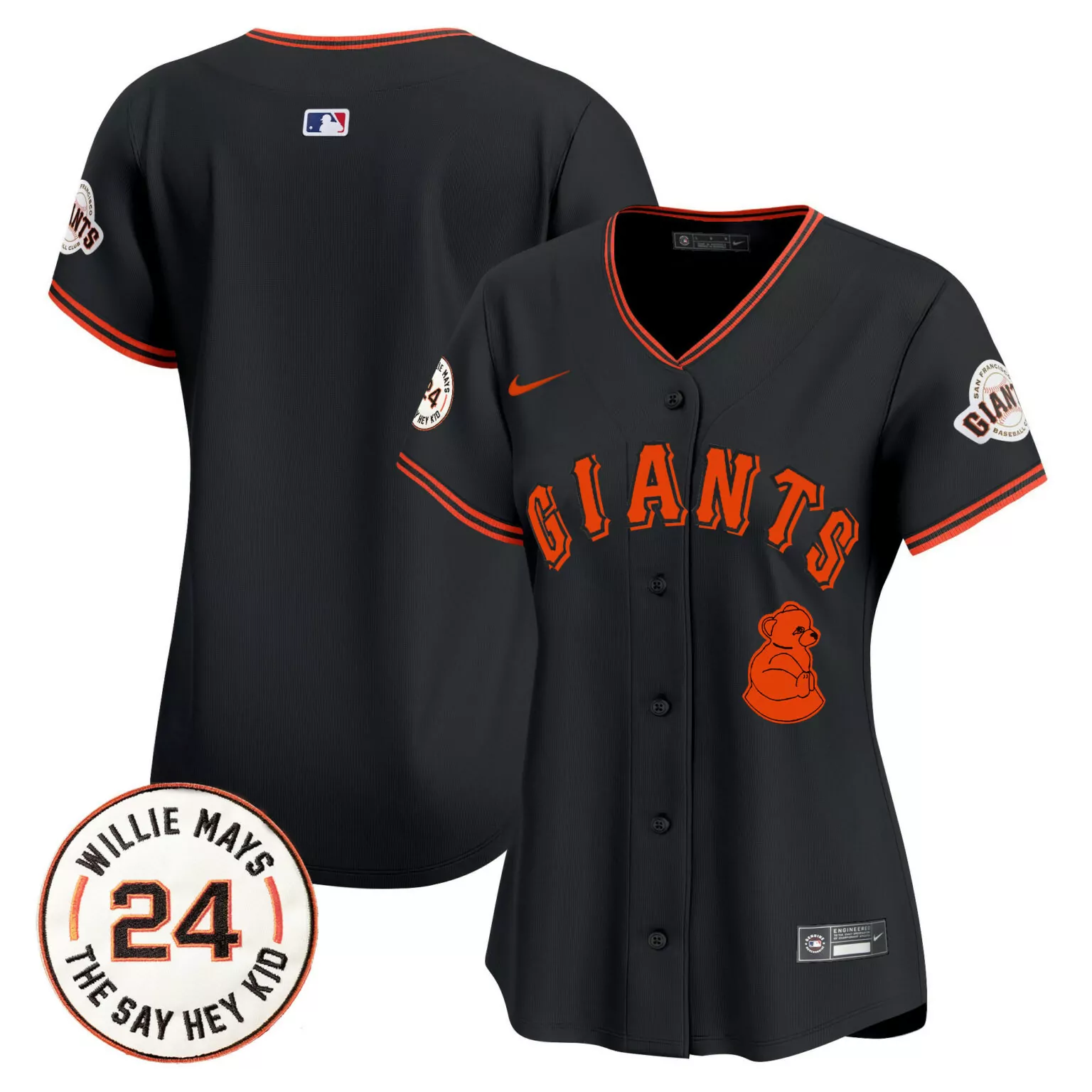 Personalized Black team san francisco giants 2024 willie mays patch jersey v4 all stitched 6956
