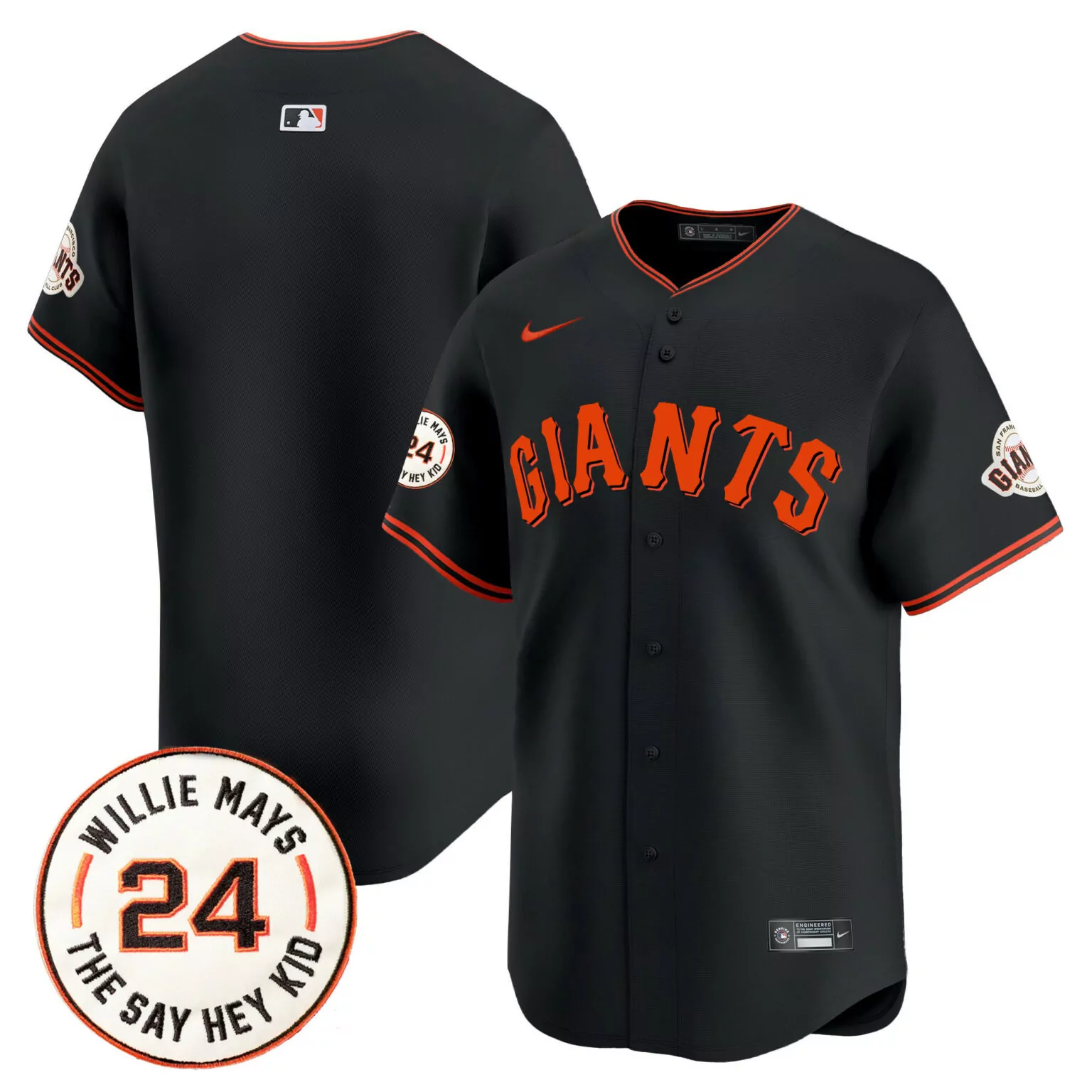 Personalized Black team san francisco giants 2024 willie mays patch jersey v4 all stitched 6956