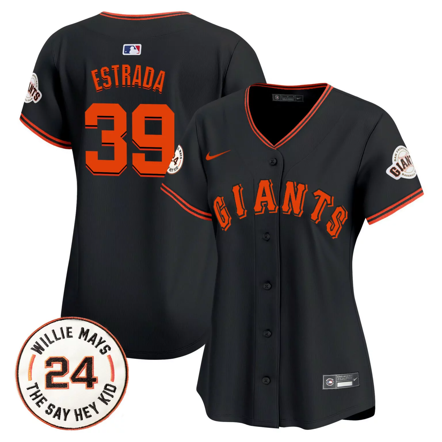Personalized Black team san francisco giants 2024 willie mays patch jersey v4 all stitched 6956
