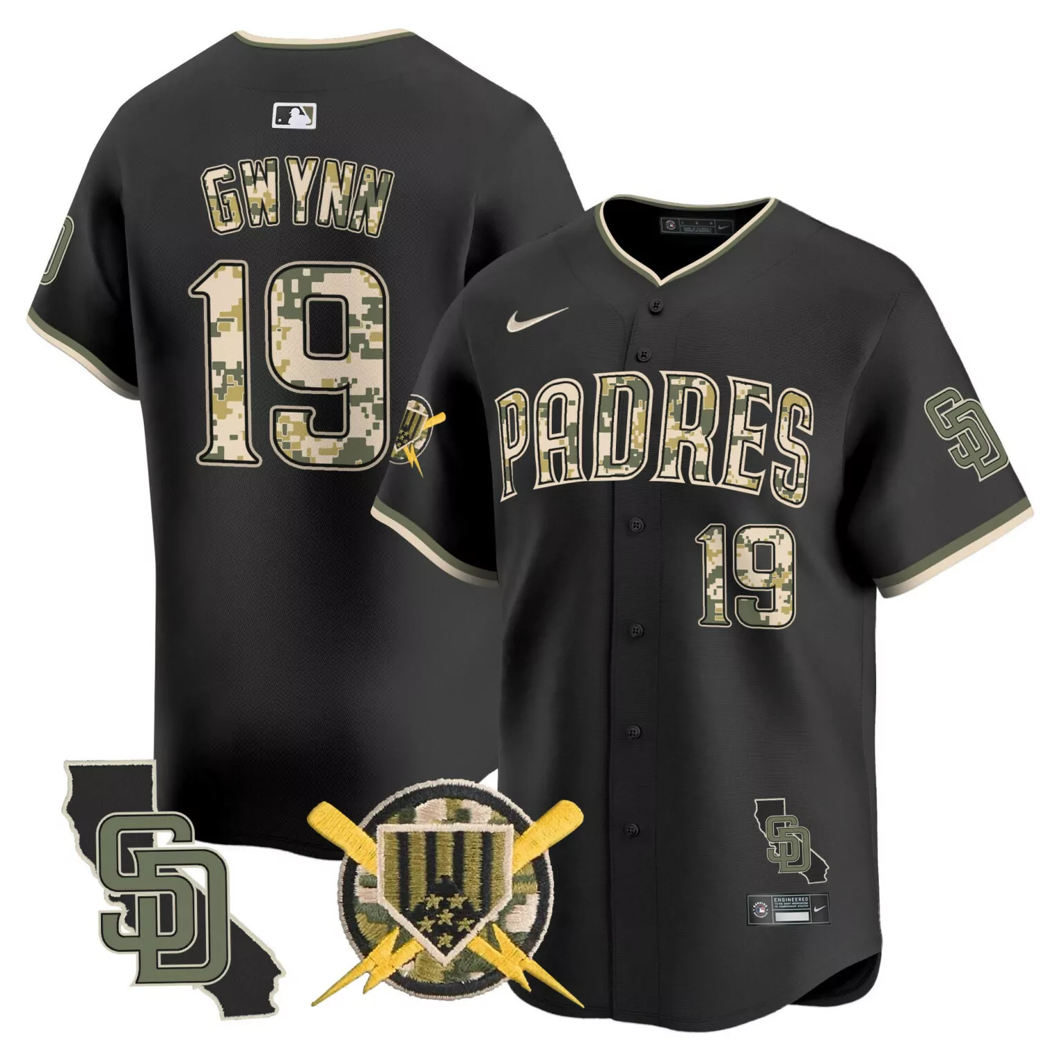 Customizable Black tony gwynn san diego padres armed forces day jersey all stitched 7678