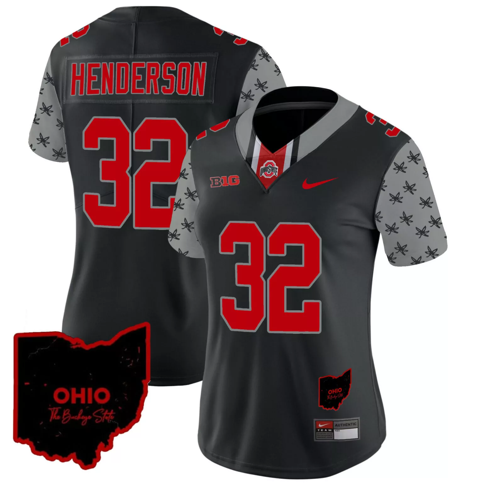 Personalized Black treveyon henderson ohio state buckeyes 2023 gray alternate jersey stitched 3341