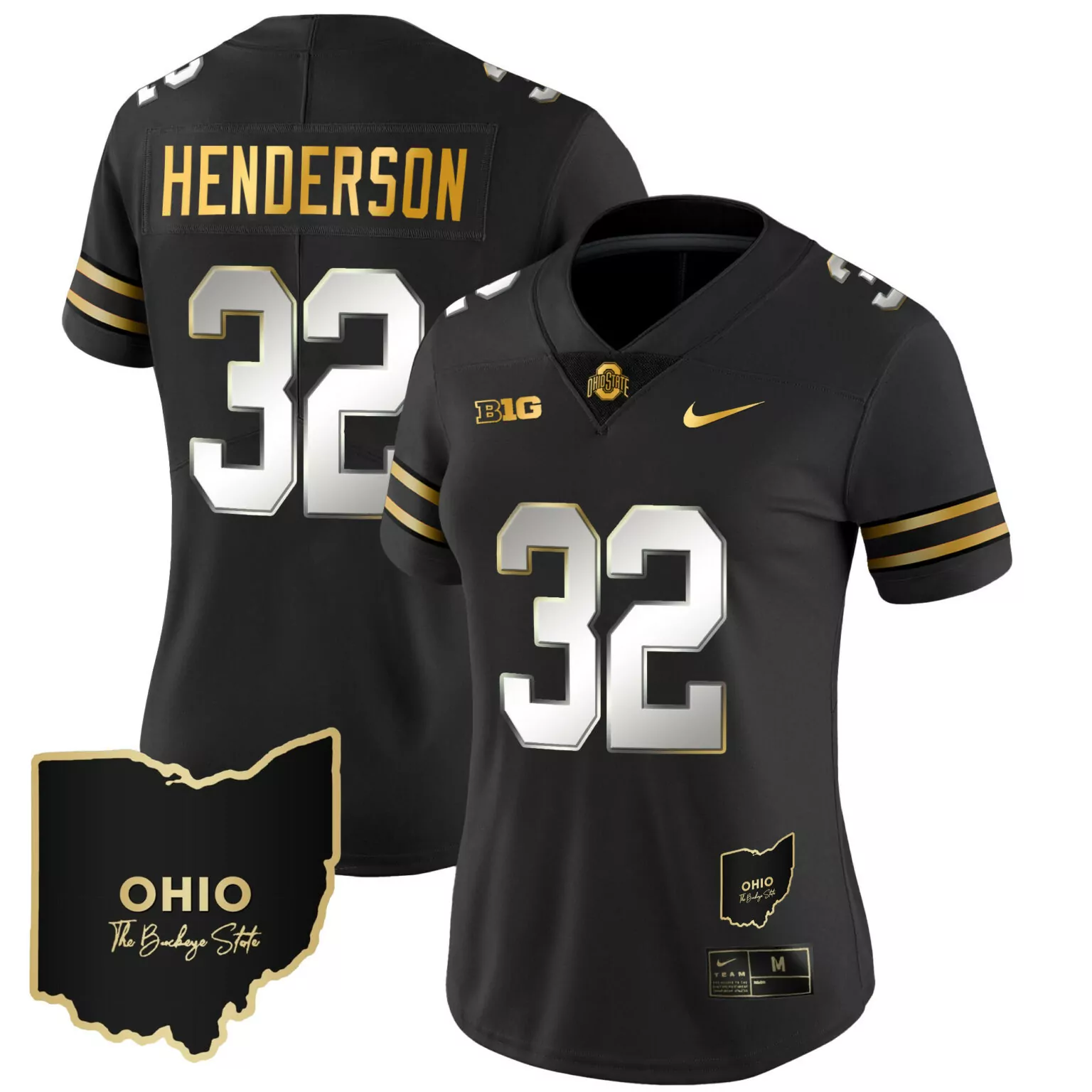 Custom Black treveyon henderson ohio state buckeyes 2023 vapor gold jersey ohio patch all stitched 5504
