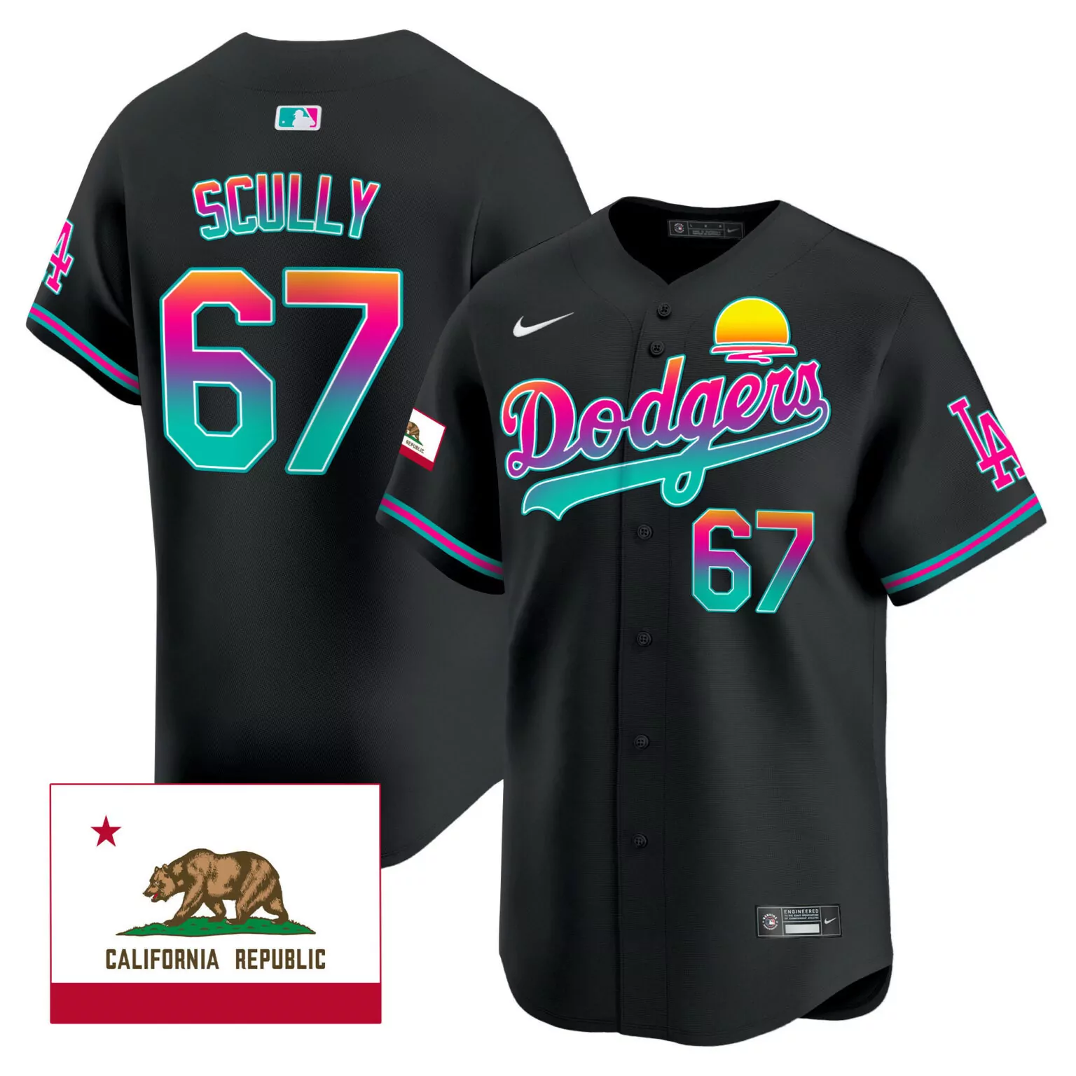 Custom Black vin scully los angeles dodgers 2024 los angeles city style jersey all stitched 9415