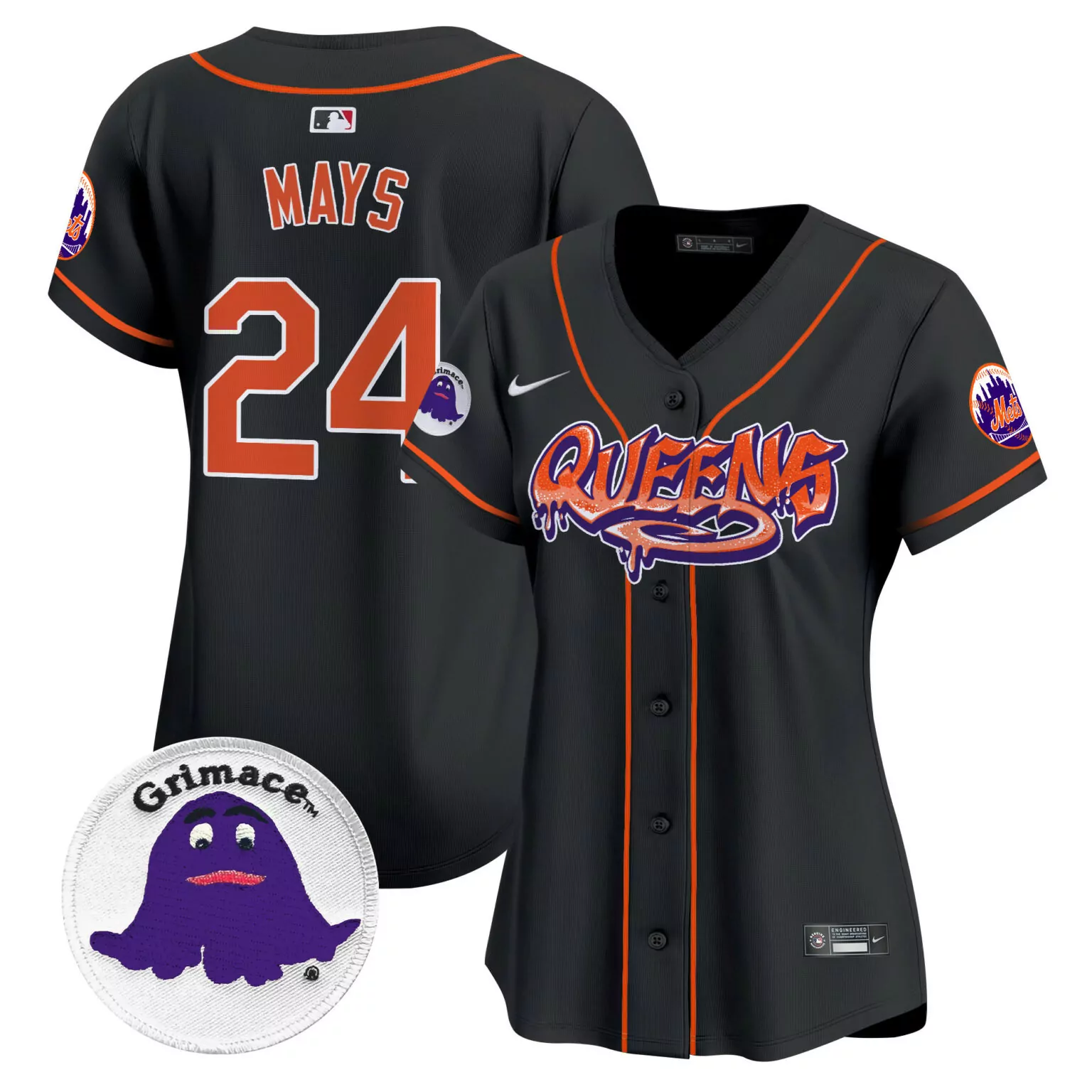 Customizable Black willie mays new york mets queens graffiti jersey all stitched 4713