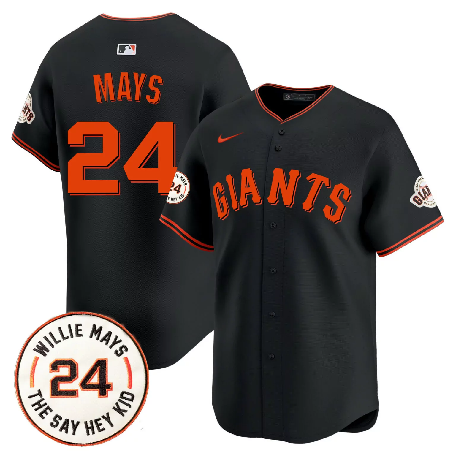 Custom Black thairo estrada san francisco giants 2024 willie mays patch jersey v6 all stitched 9725
