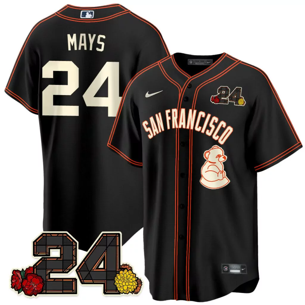 Custom Black thairo estrada san francisco giants 2024 willie mays patch jersey v6 all stitched 9725