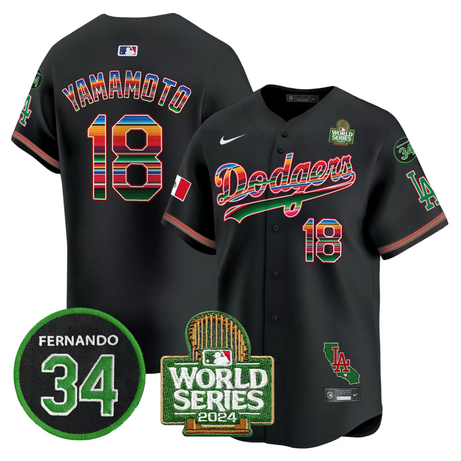 Customizable Black yamamoto los angeles dodgers memorial 2024 world series patch jersey v2 all stitched 9763