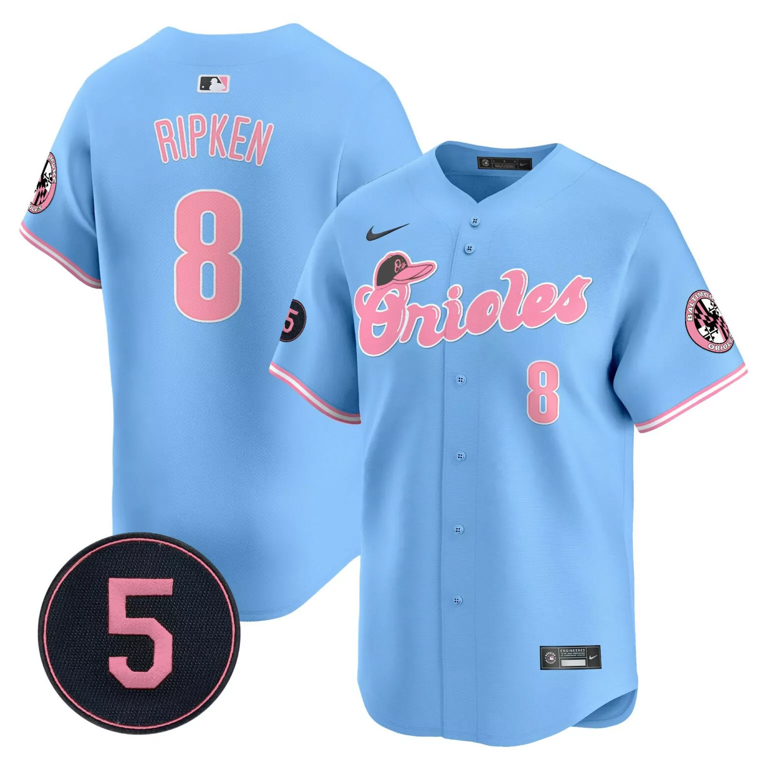 Customizable Blue cal ripken unisex baltimore orioles pastel style robinson patch jersey all stitched 3525