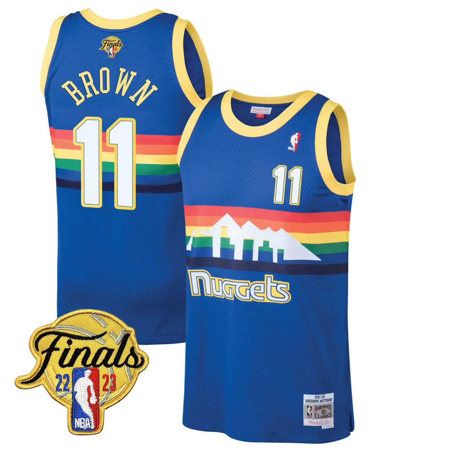 Personalized Blue classic bruce brown denver nuggets 2023 finals patch collection jersey v2 all stitched 3186