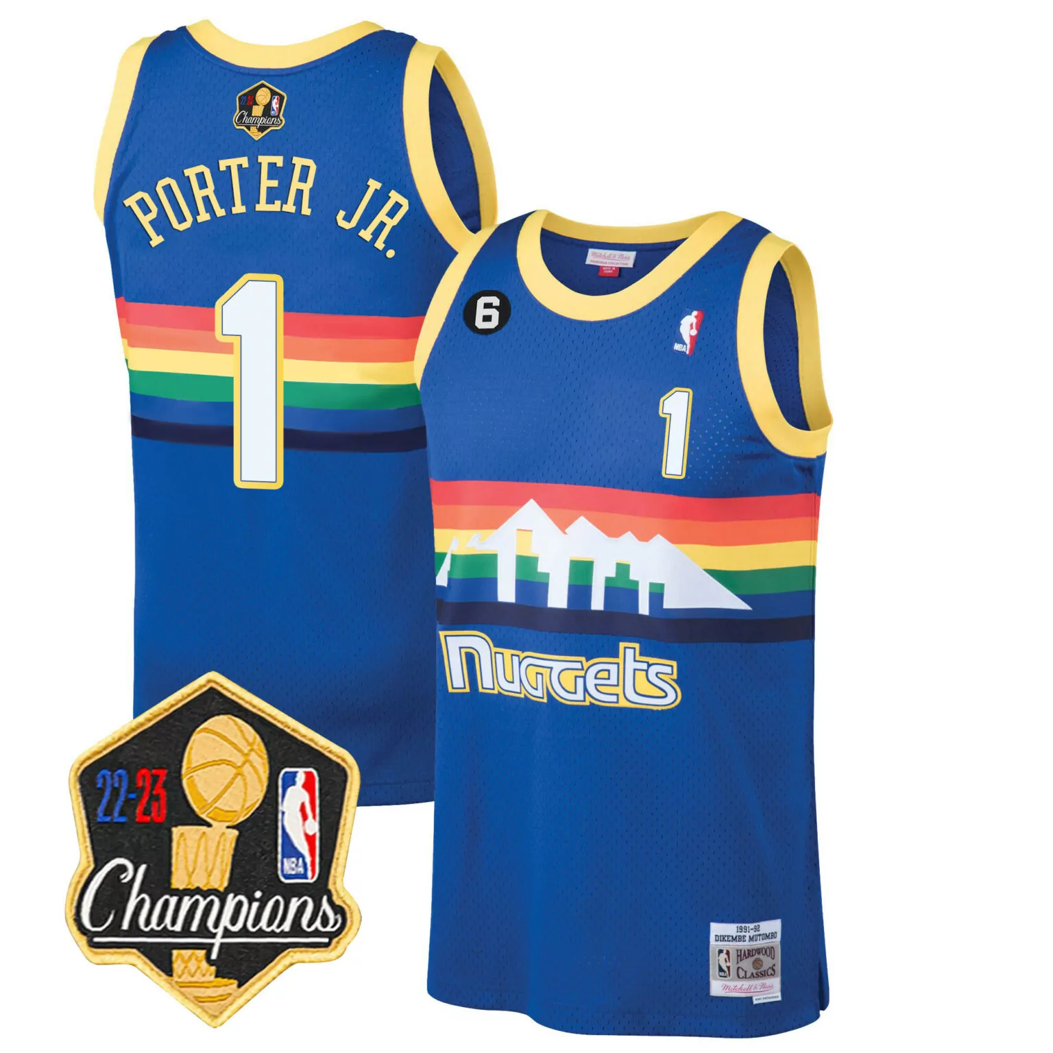Customizable Blue classic porter jr denver nuggets 2023 champions patch jersey all stitched 2709