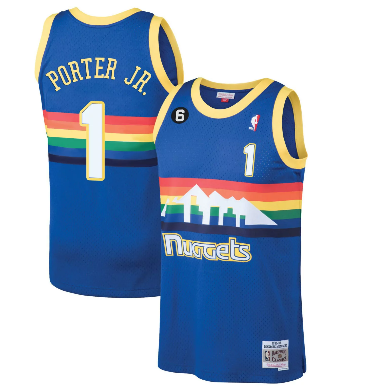 Personalized Blue classic porter jr denver nuggets 6 patch collection jersey all stitched 9294