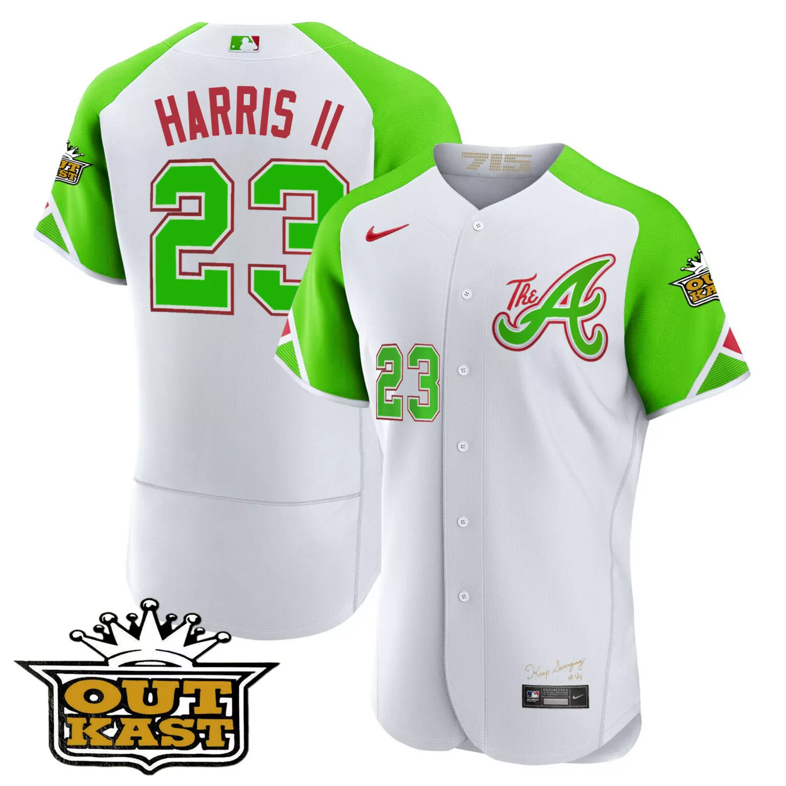 Custom Bright green michael harris ii atlanta braves atliens city connect jersey all stitched 8287