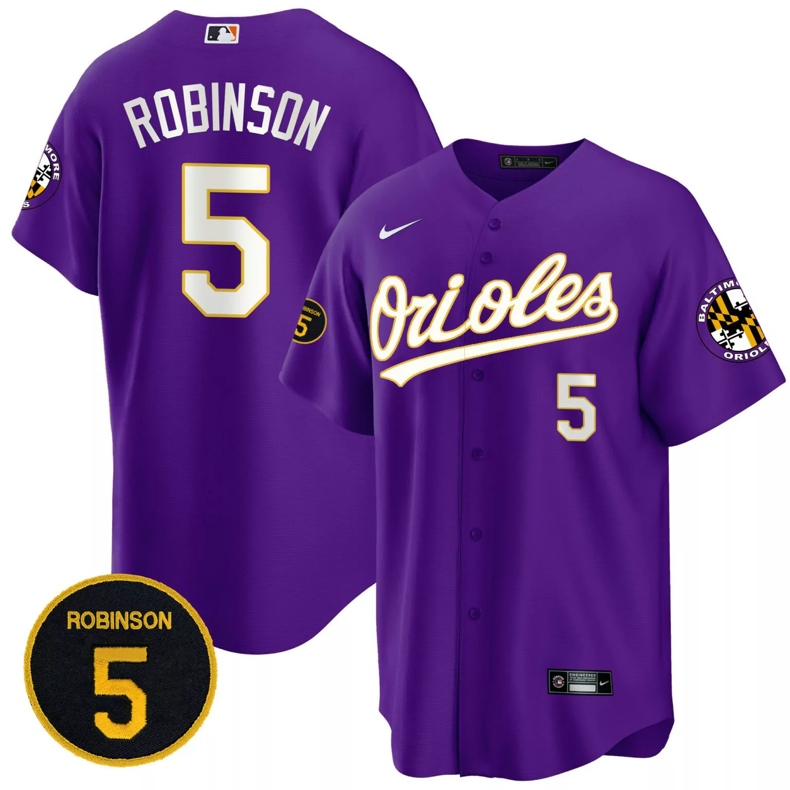 Customizable Brooks robinson baltimore orioles purple robinson patch jersey all stitched 7685