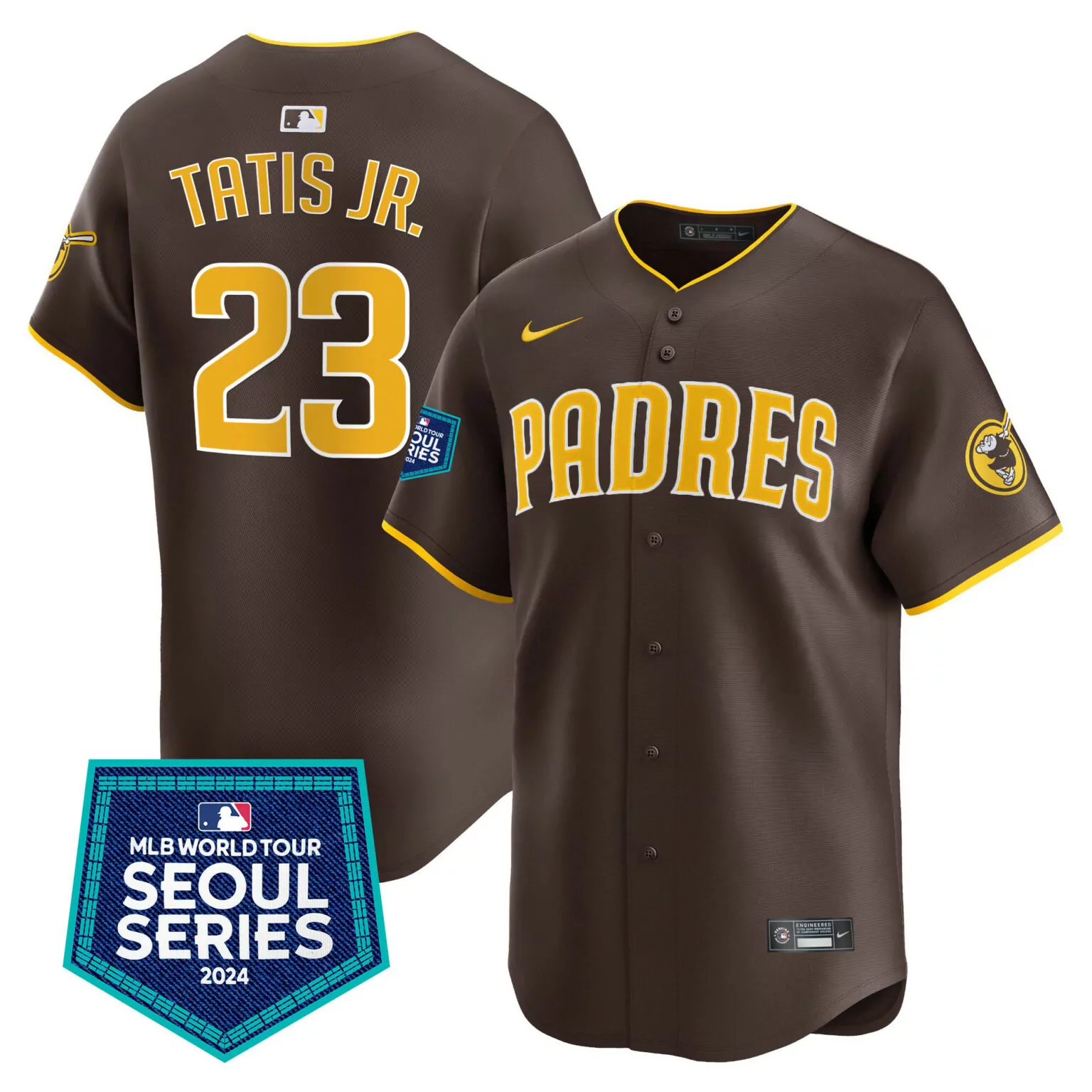 Custom Brown fernando tatis jr san diego padres 2024 world tour seoul series patch jersey all stitched 6875