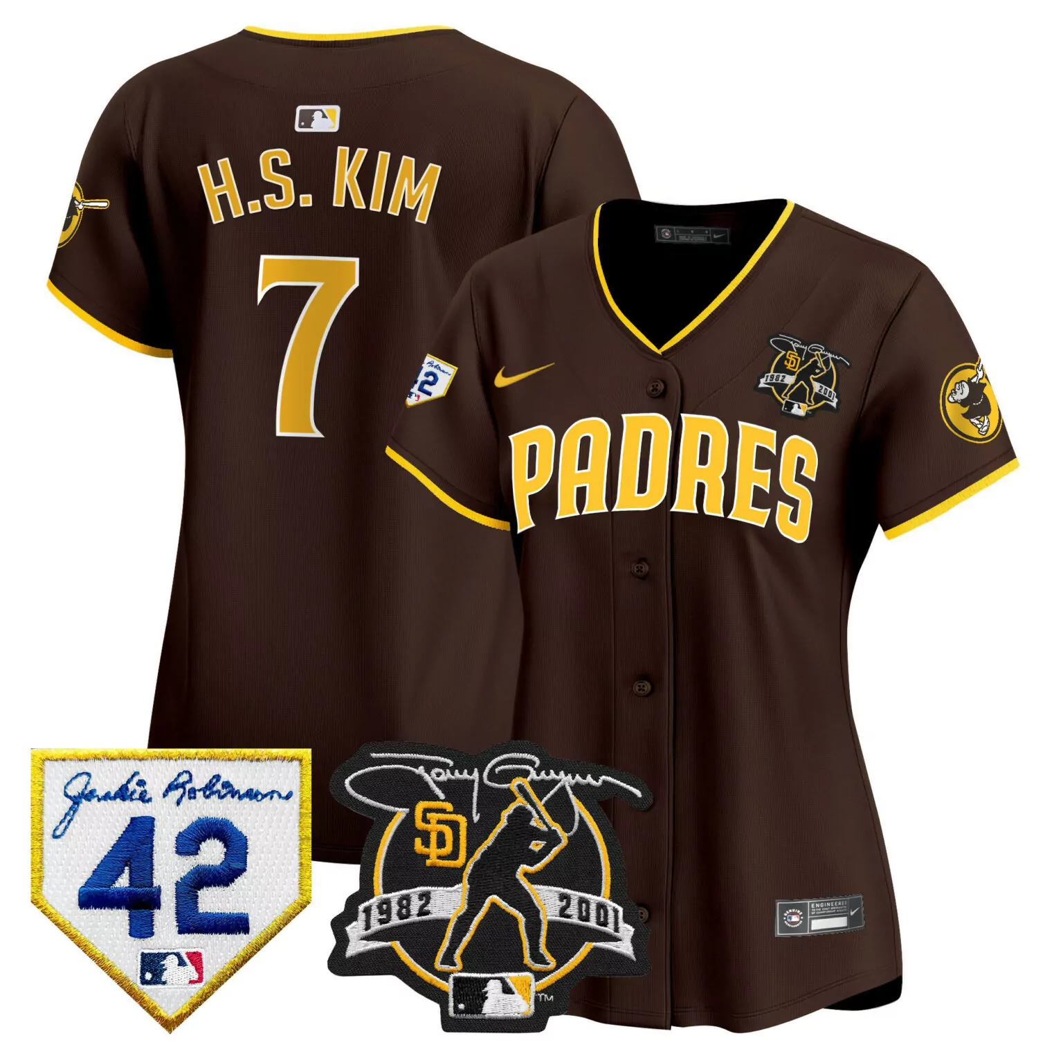 Custom Brown ha seong kim san diego padres 2024 tony gwynn robinson patch jersey all stitched 3839