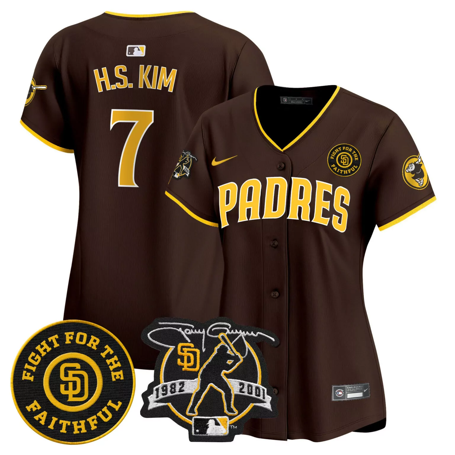 Customizable Brown ha seong kim san diego padres tony gwynn faithful patch jersey all stitched 7447