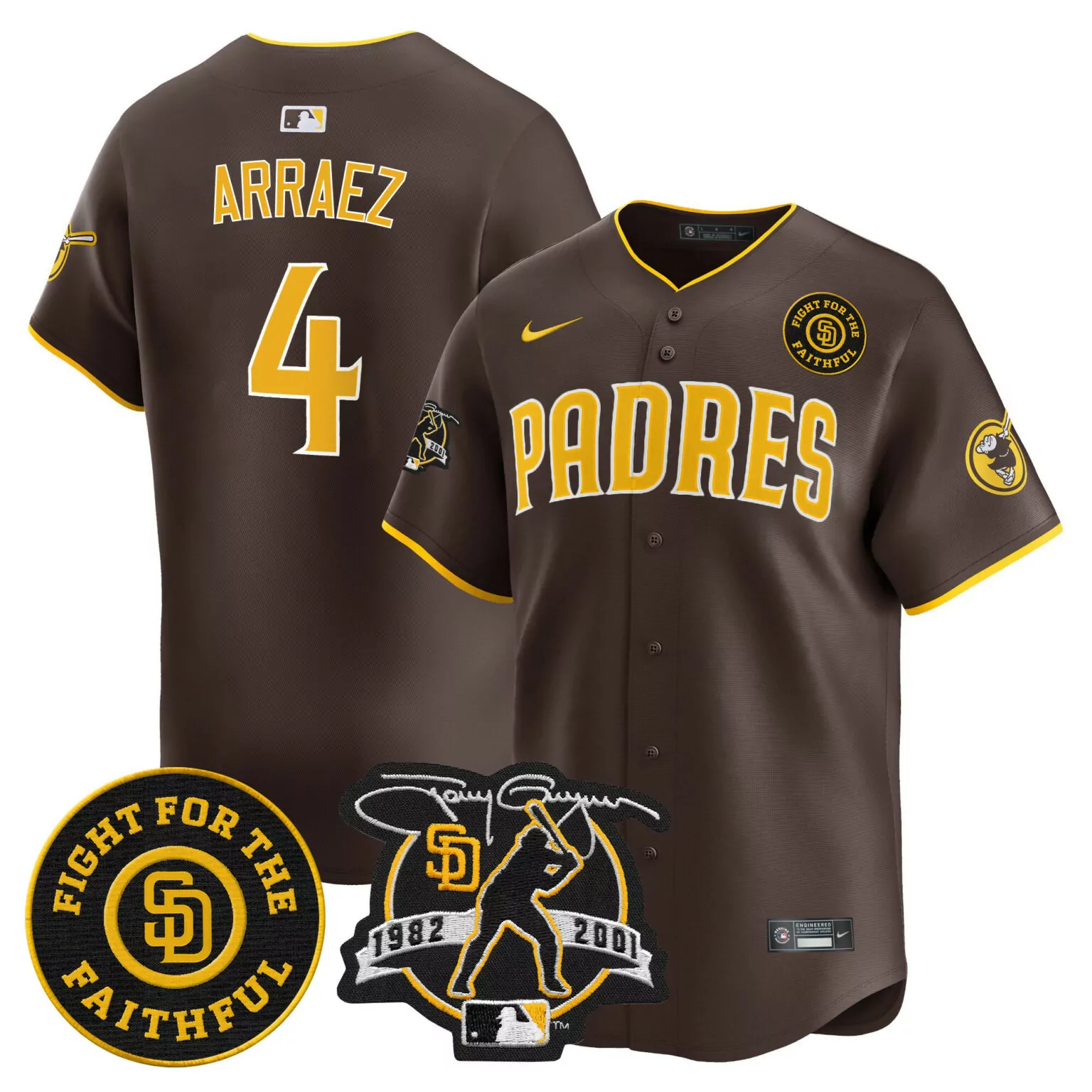 Personalized Brown luis arraez san diego padres tony gwynn faithful patch jersey all stitched 2203