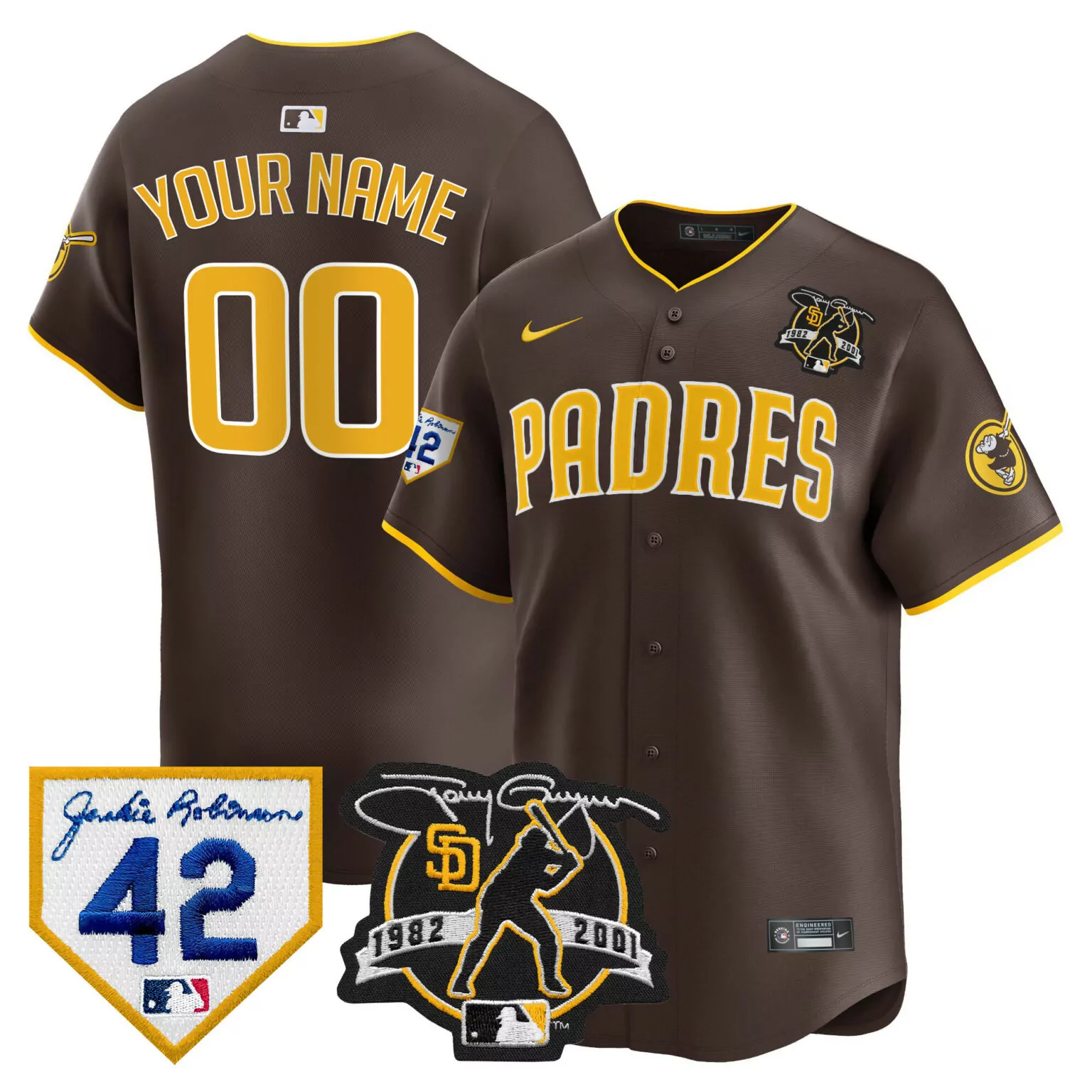 Custom Brown san diego padres 2024 tony gwynn robinson patch vapor custom jersey all stitched 8225
