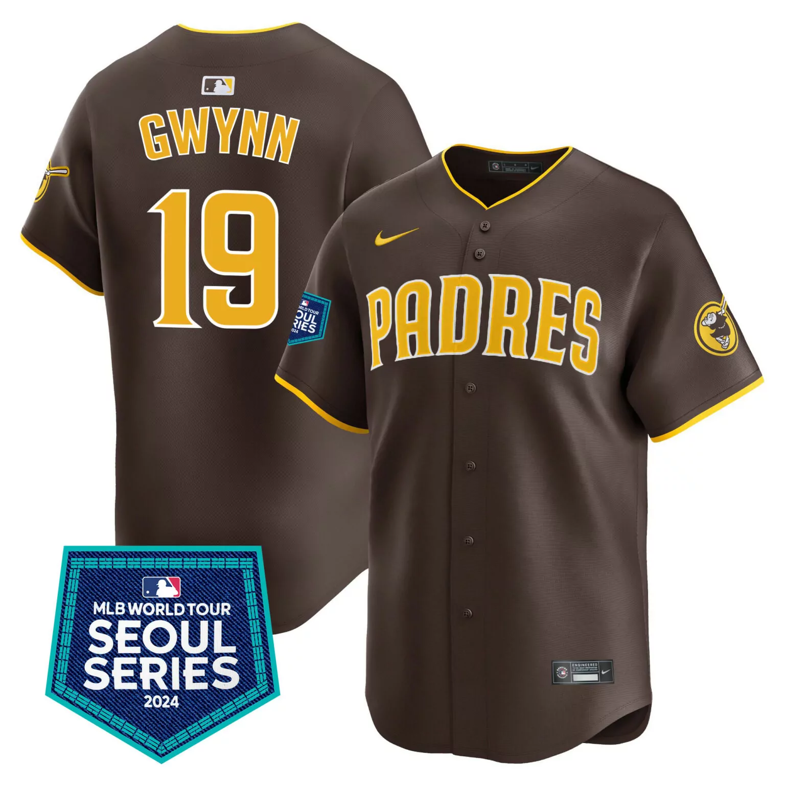 Customizable Brown tony gwynn san diego padres 2024 world tour seoul series patch jersey all stitched 7015