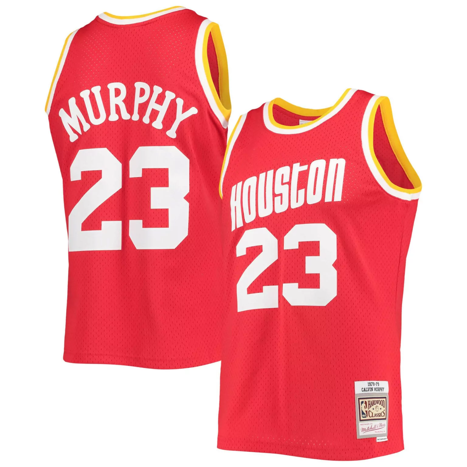 Custom Calvin murphy houston rockets 197879 hardwood classics jersey red nba 8005