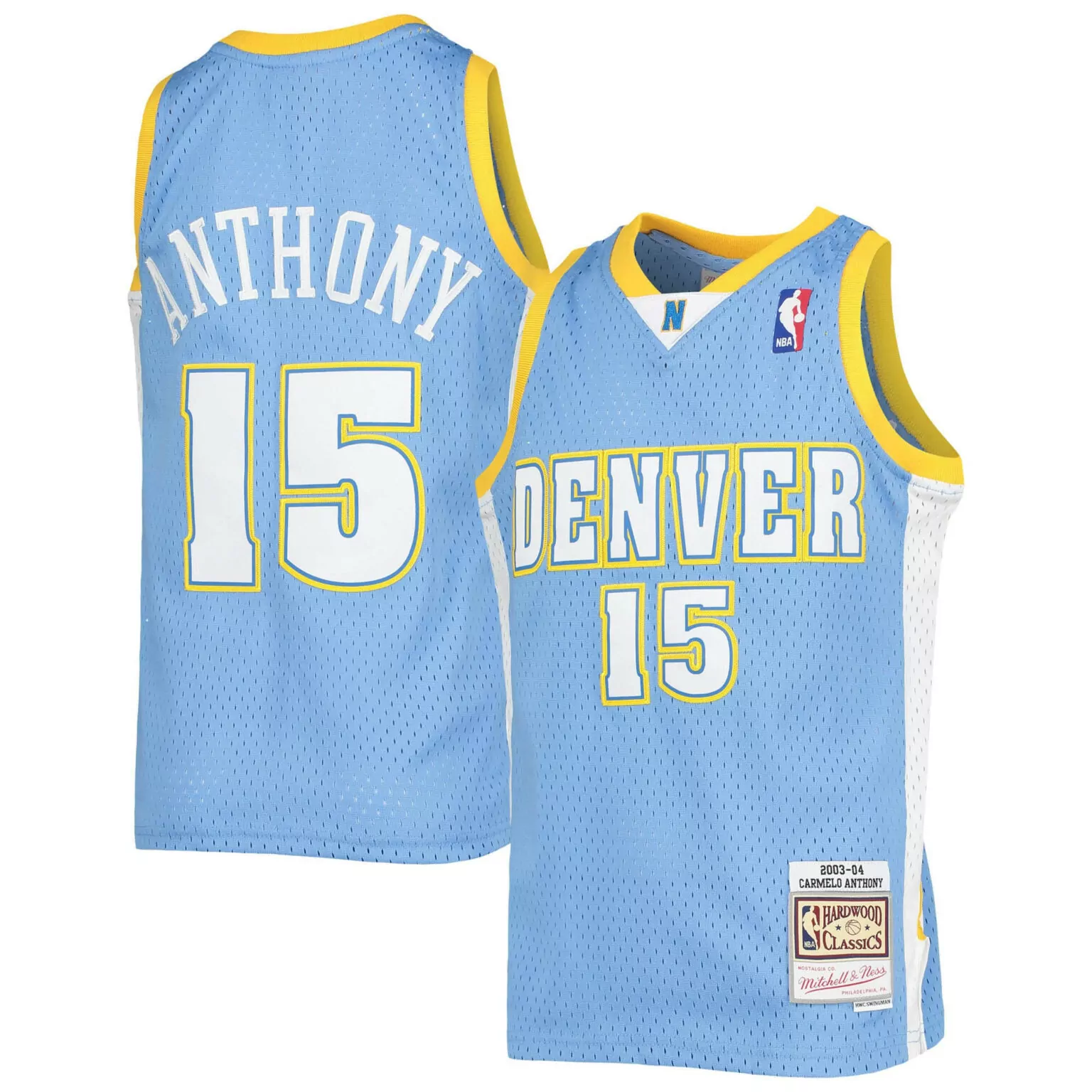 Custom Carmelo anthony denver nuggets 200304 hardwood classics jersey powder blue nba 5130