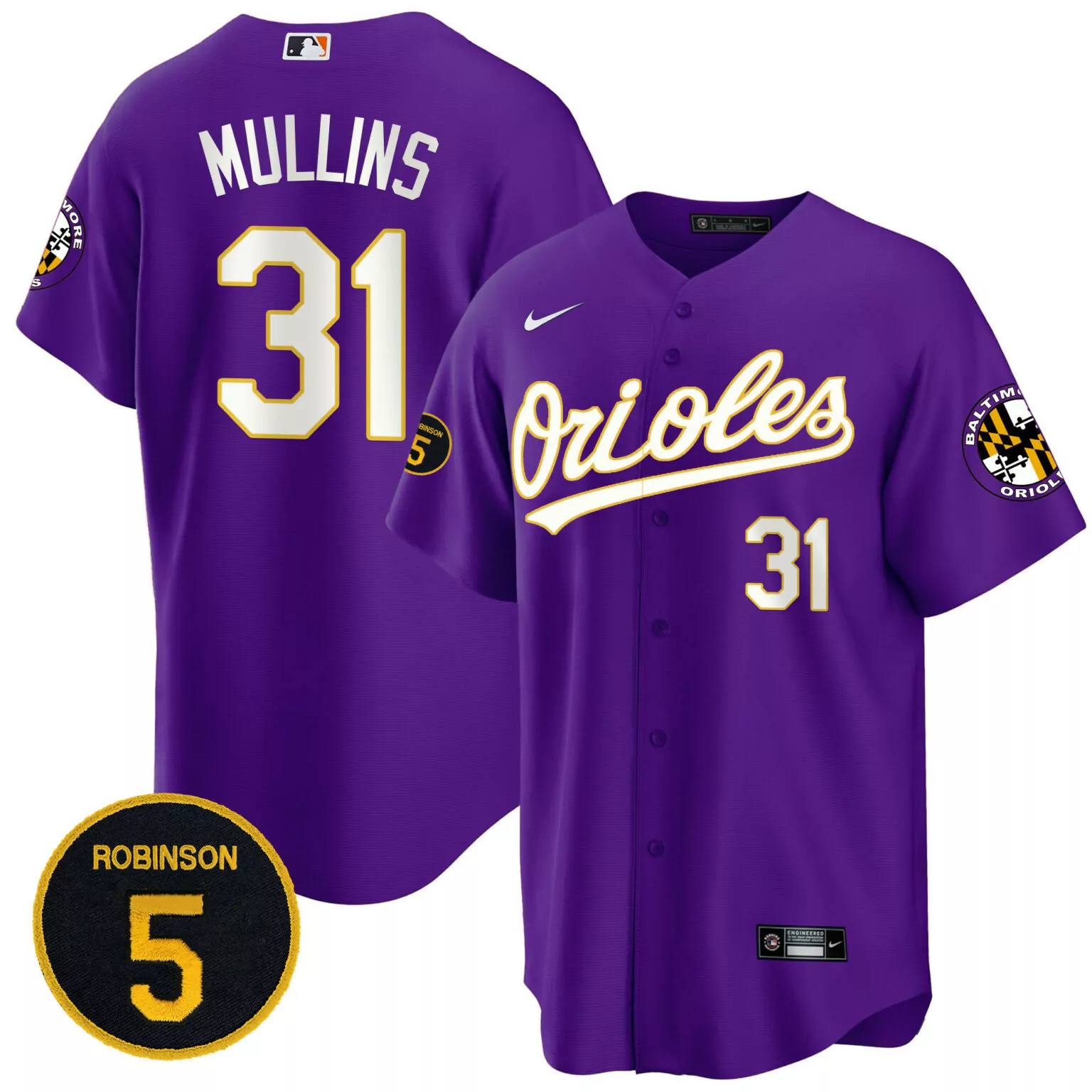 Custom Cedric mullins baltimore orioles purple robinson patch jersey all stitched 6420