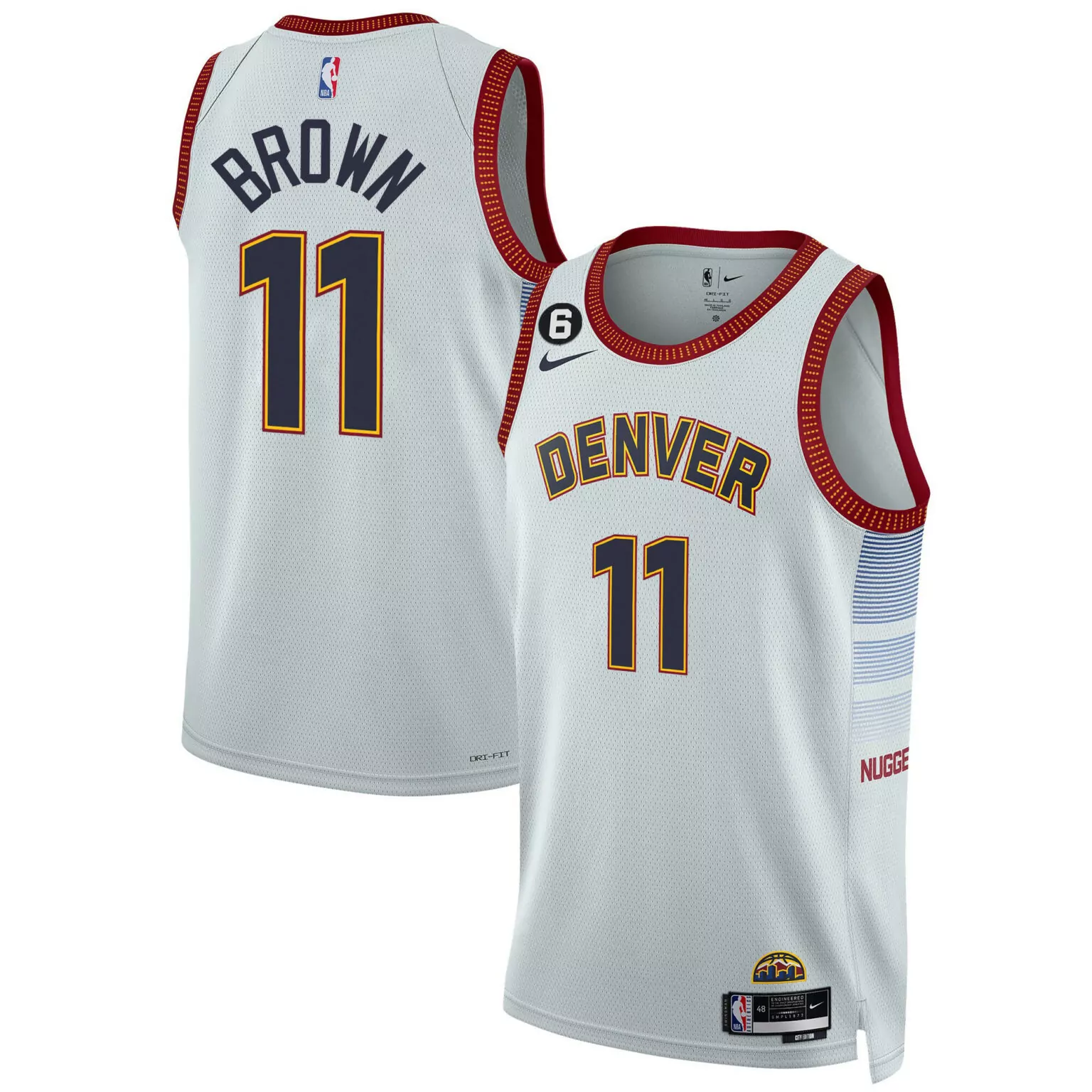 Personalized City bruce brown denver nuggets 6 patch collection jersey all stitched 7165