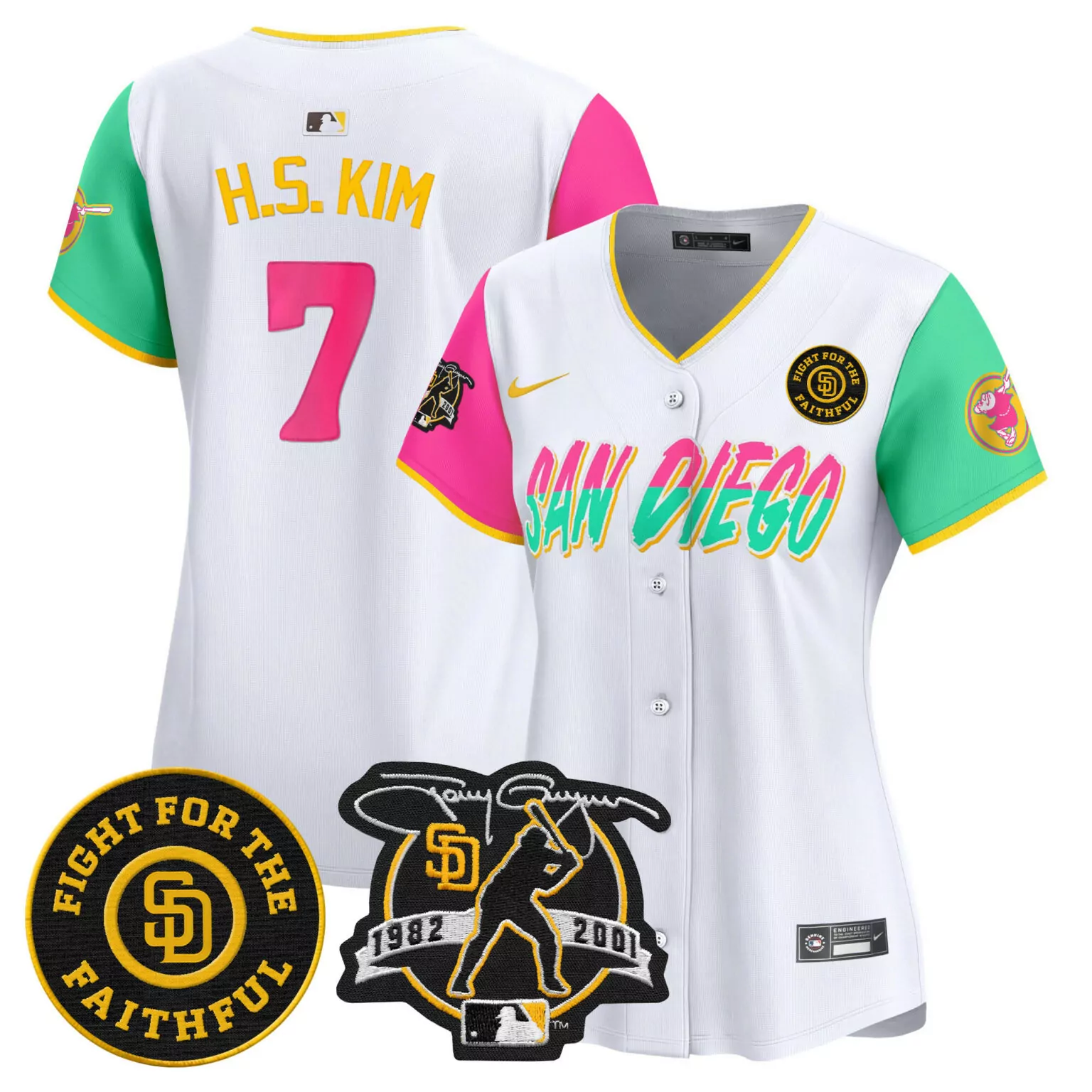 Custom Brown tony gwynn san diego padres tony gwynn petco park 20th patch jersey v3 all stitched 6561