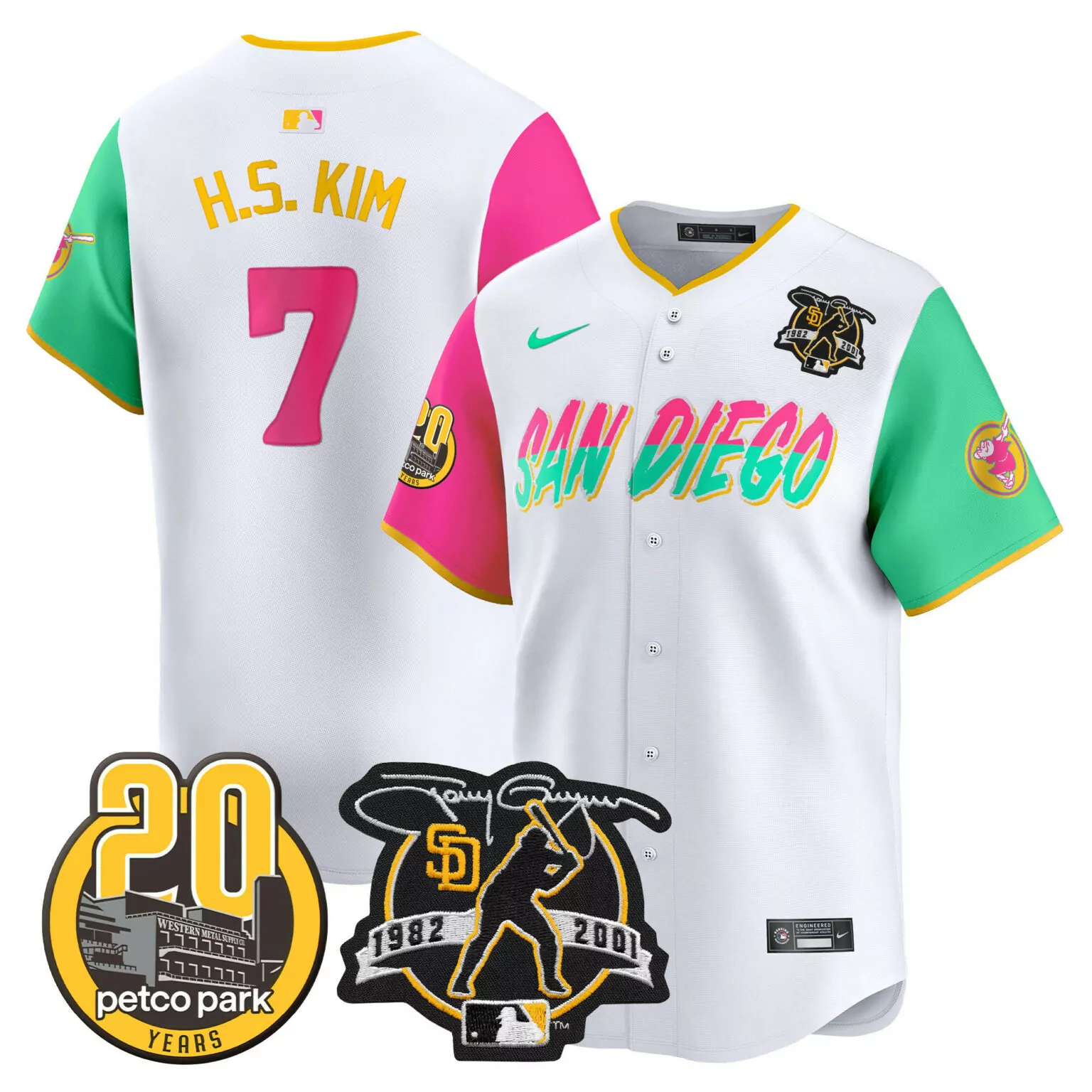 Customizable City connect ha seong kim san diego padres tony gwynn petco park 20th patch jersey all stitched 1690