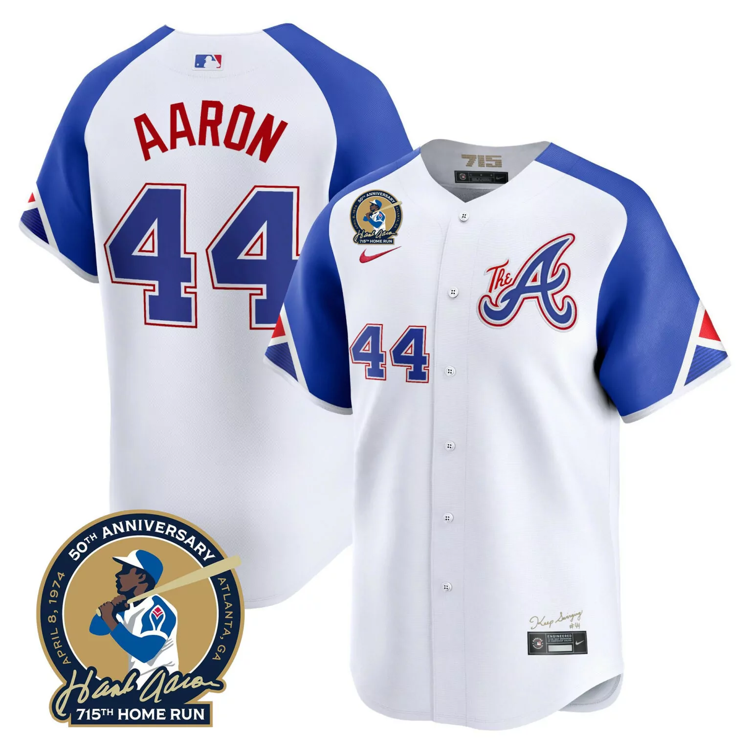 Custom City connect hank aaron atlanta braves hank aaron 715th home run patch jersey v2 all stitched 8156