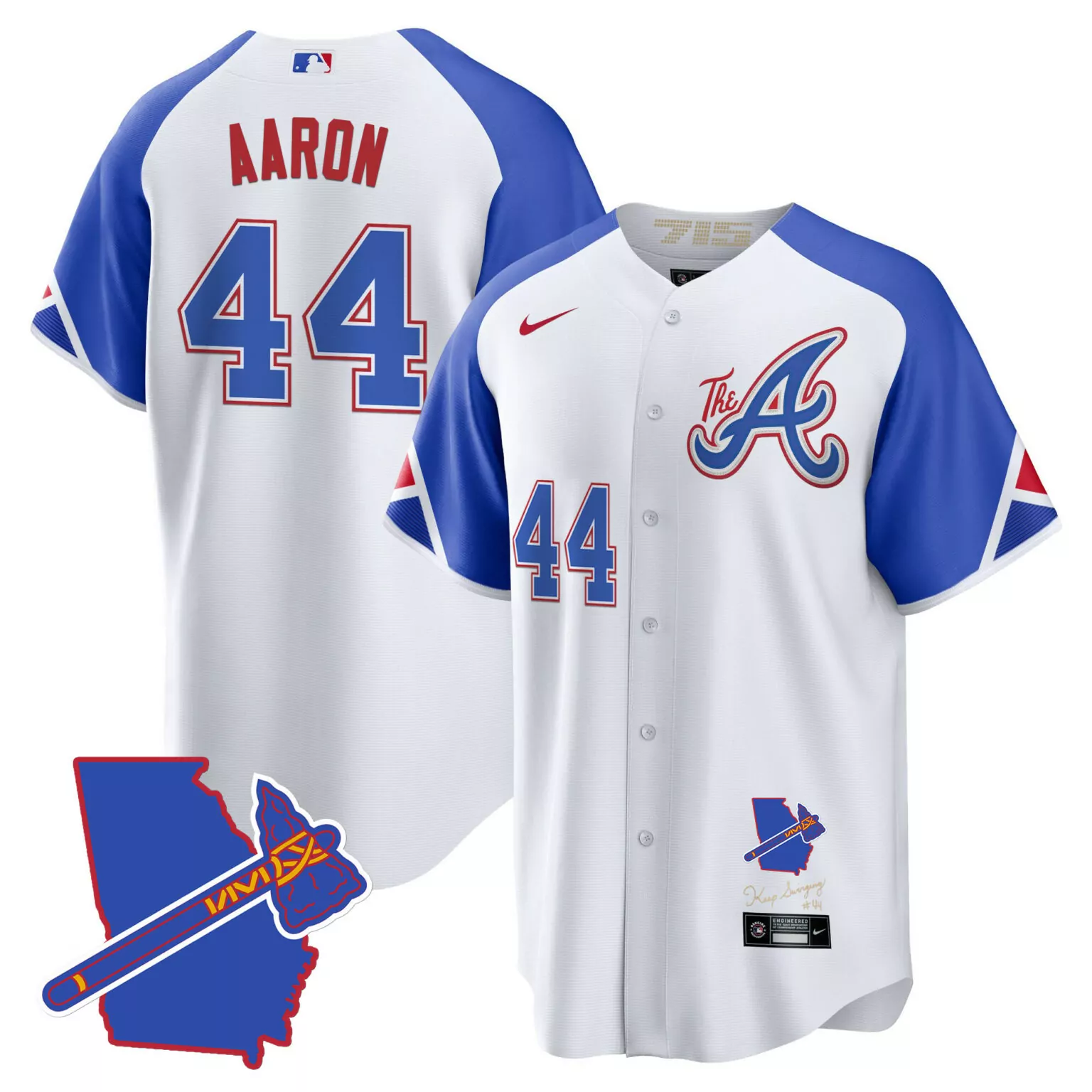 Personalized City connect hank aaron atlanta braves the a gold jersey georgia patch all stitched 9001