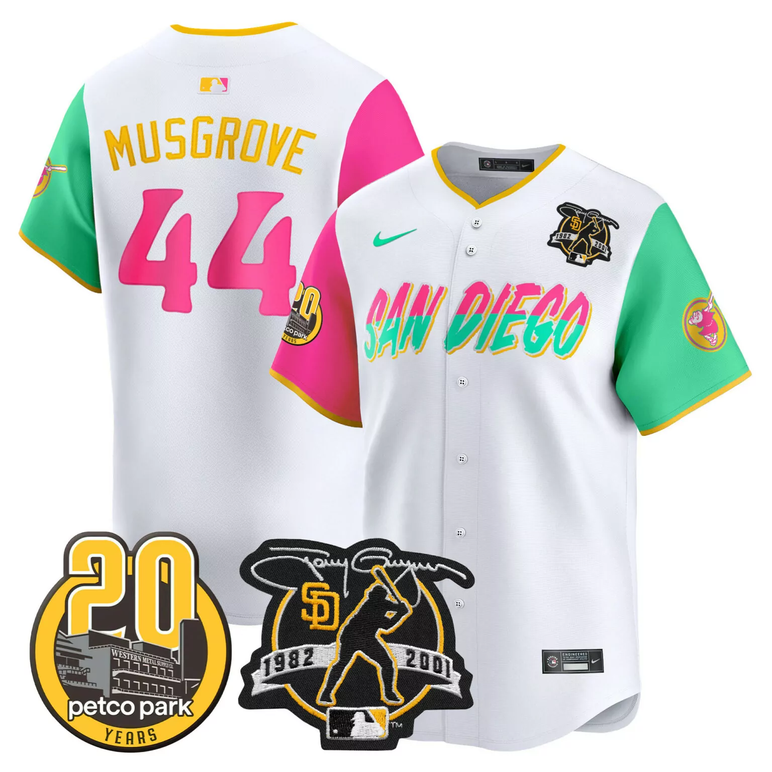 Personalized City connect joe musgrove san diego padres tony gwynn petco park 20th patch jersey all stitched 7355