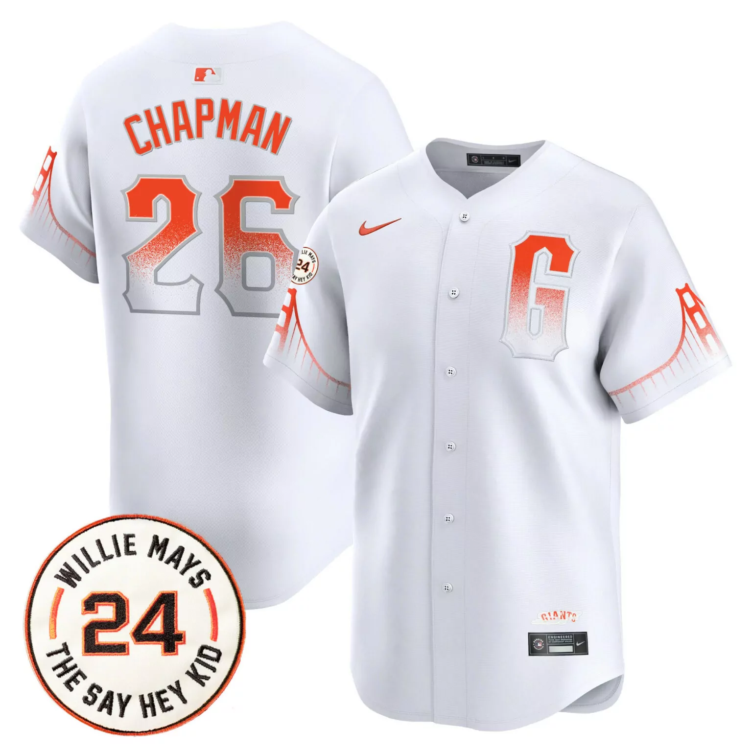 Custom City connect matt chapman san francisco giants 2024 willie mays patch jersey v6 all stitched 6048