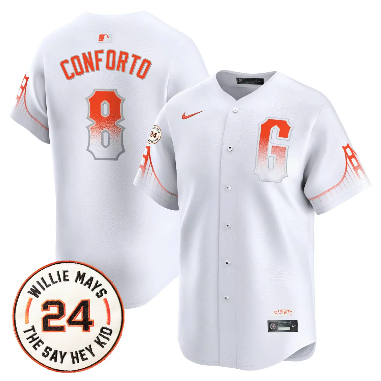 Custom City connect michael conforto san francisco giants 2024 willie mays patch jersey v6 all stitched 5861