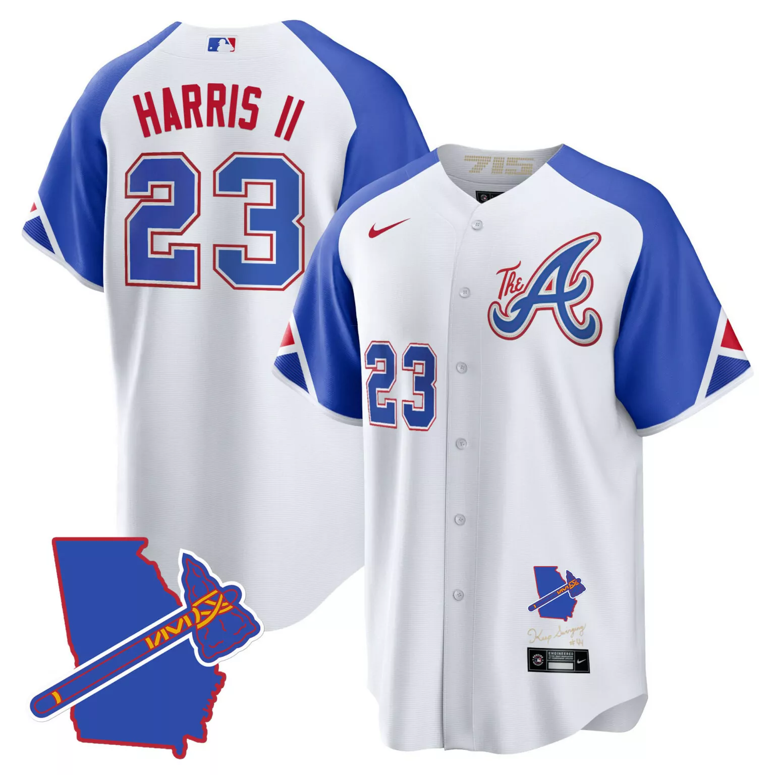 Customizable City connect michael harris ii atlanta braves the a gold jersey georgia patch all stitched 9196