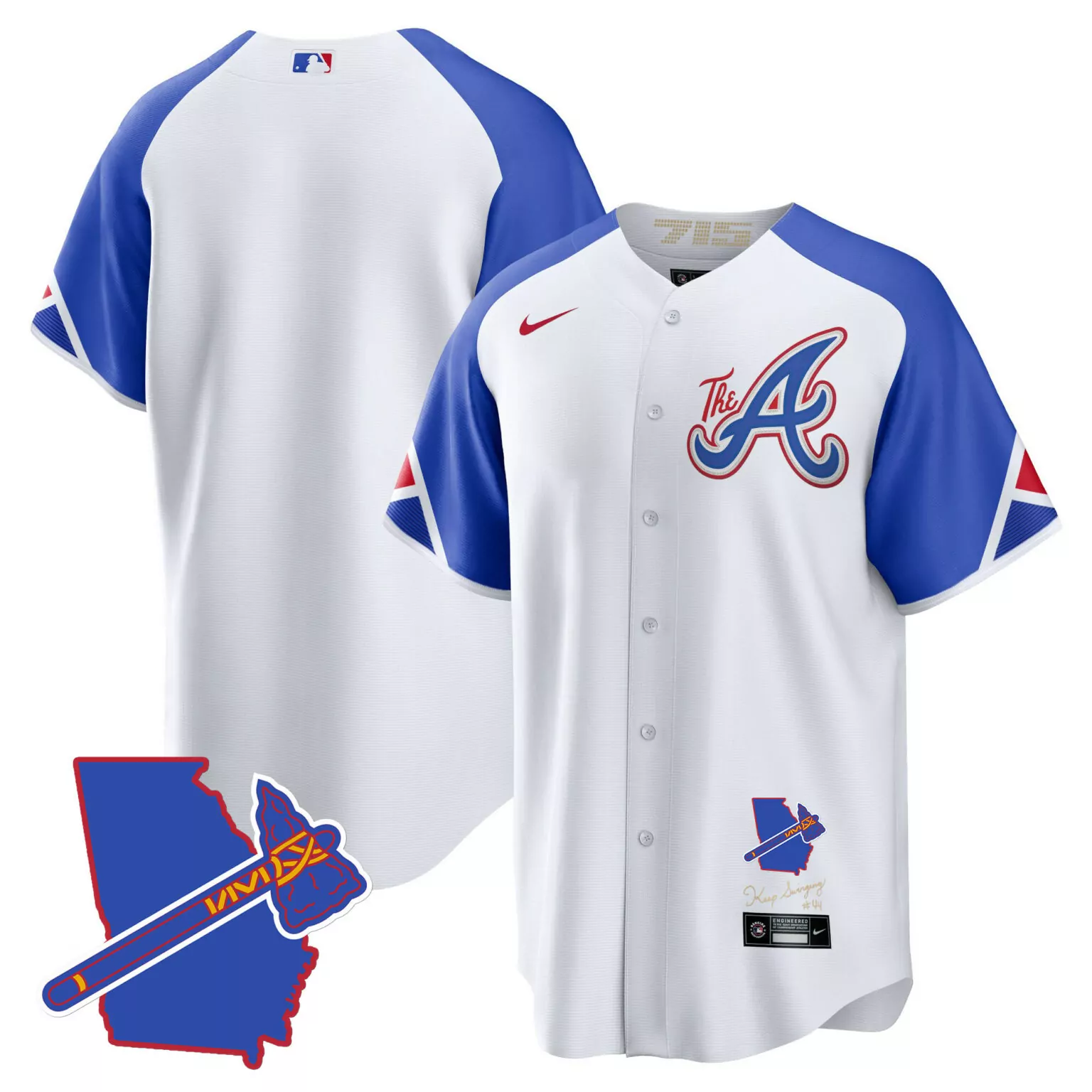 Custom City connect team atlanta braves the a gold jersey georgia patch all stitched 4830