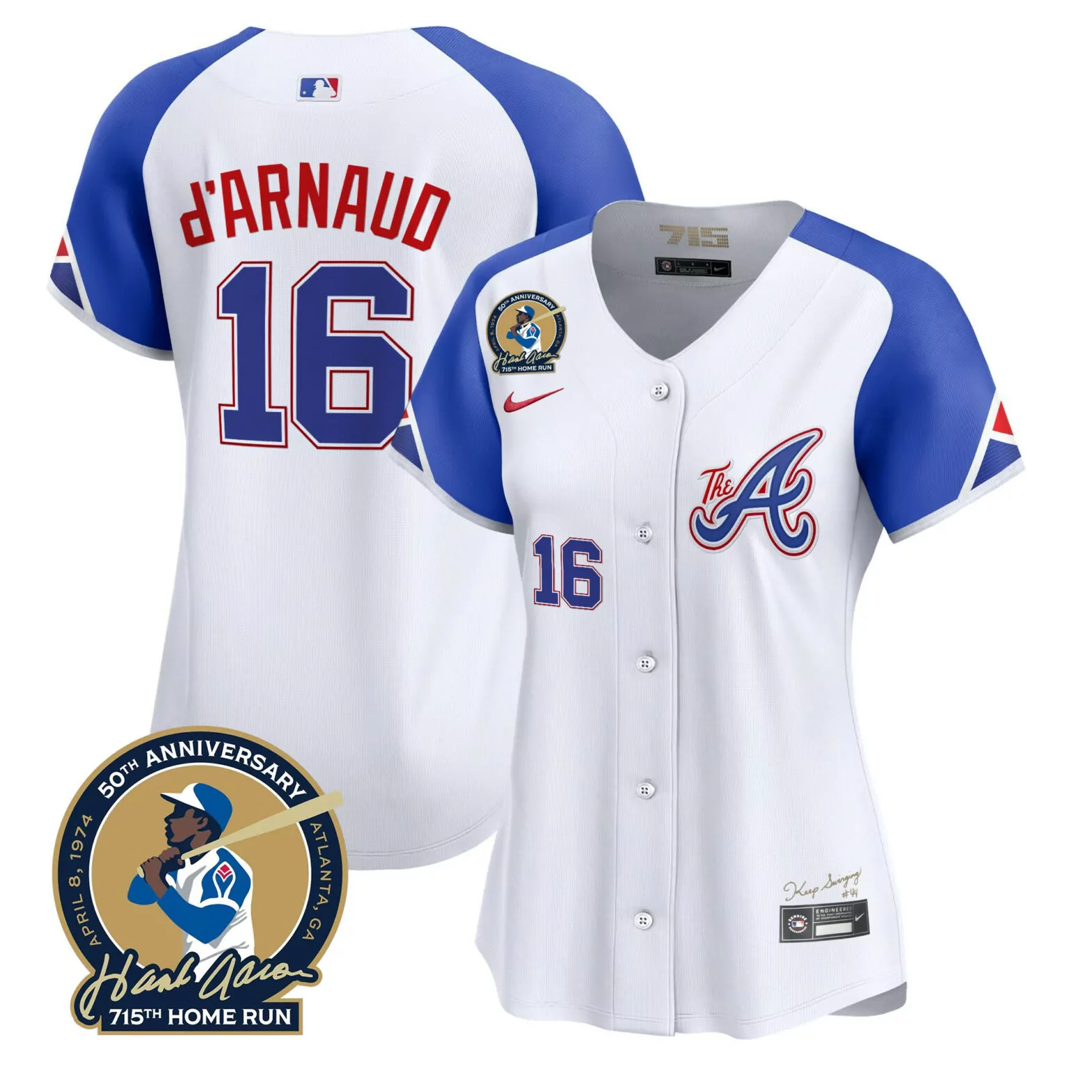 Custom City connect travis darnaud atlanta braves hank aaron 715th home run patch jersey all stitched 1904