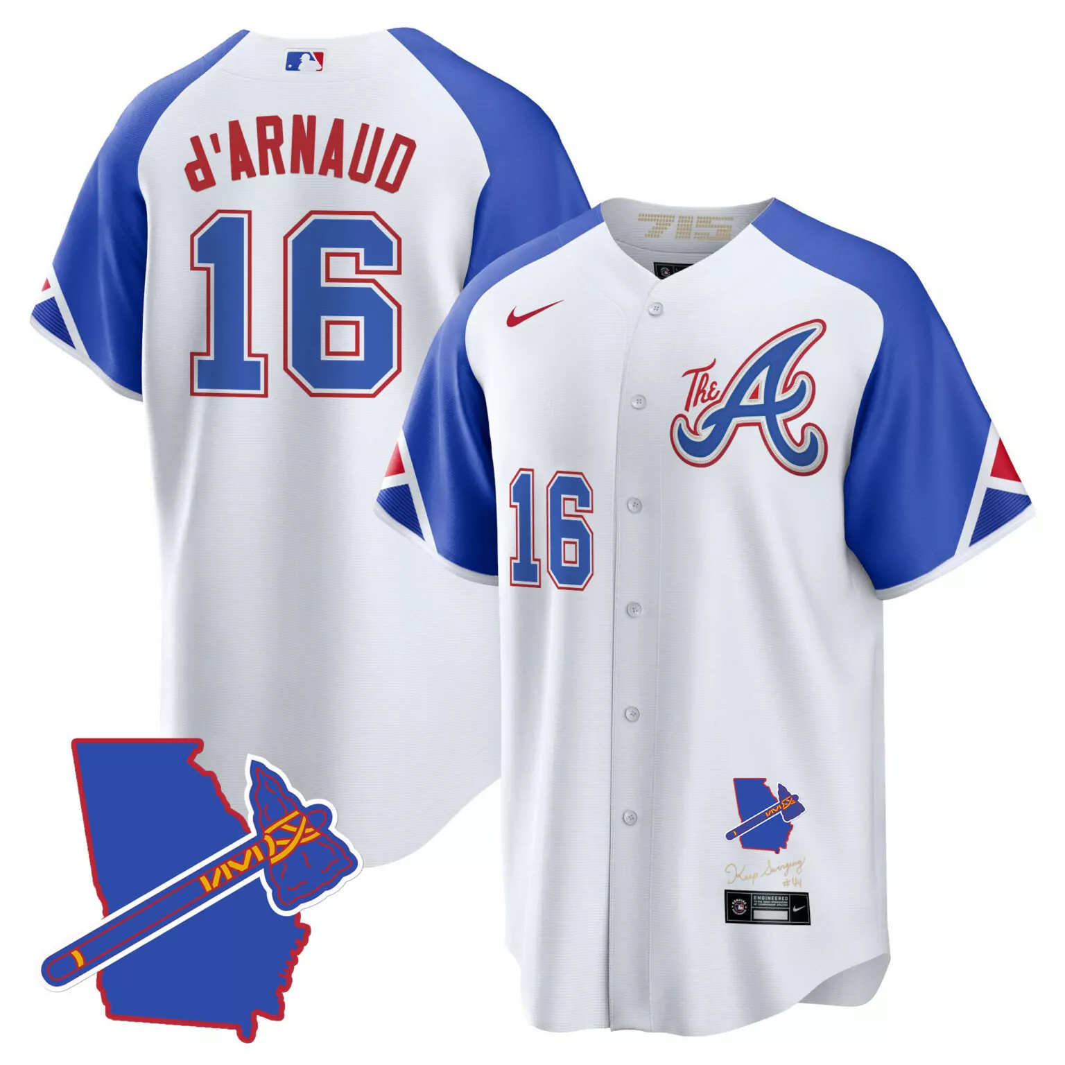 Custom City connect travis darnaud atlanta braves the a gold jersey georgia patch all stitched 3020
